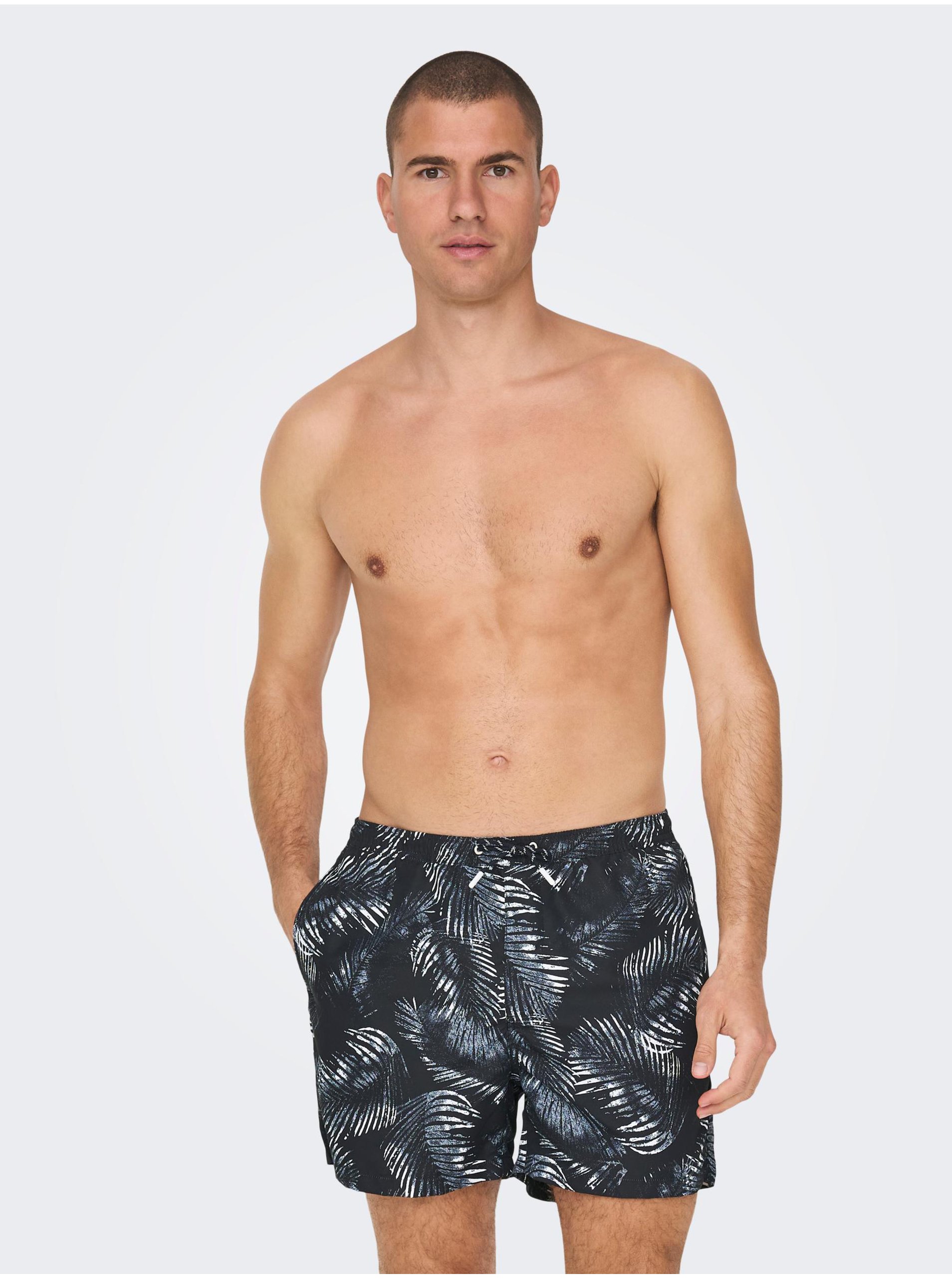 E-shop Tmavomodré pánske vzorované plavky ONLY & SONS Ted