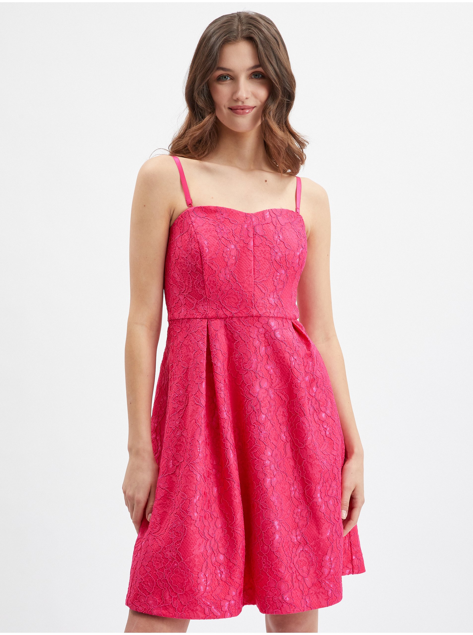 Levně Růžové dámské vzorované šaty ORSAY
