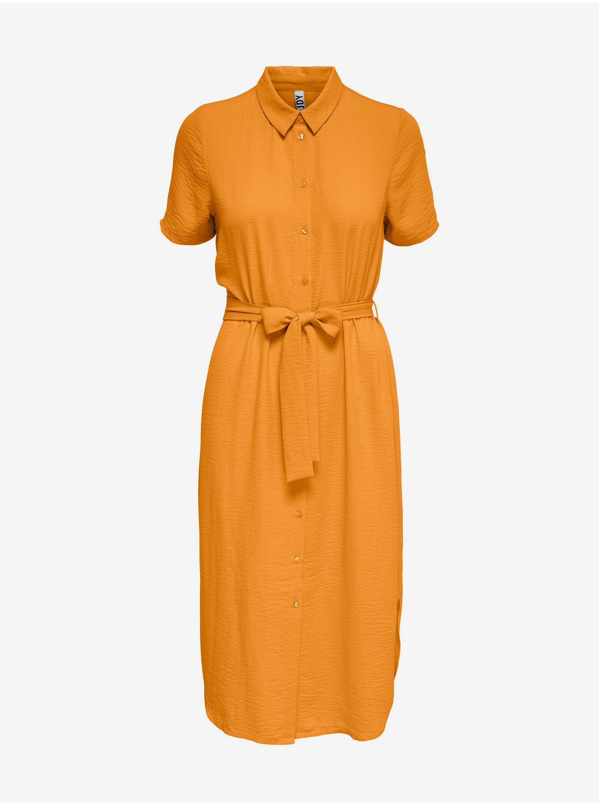 Lacno Oranžové dámske košeľové midi šaty JDY Rachel