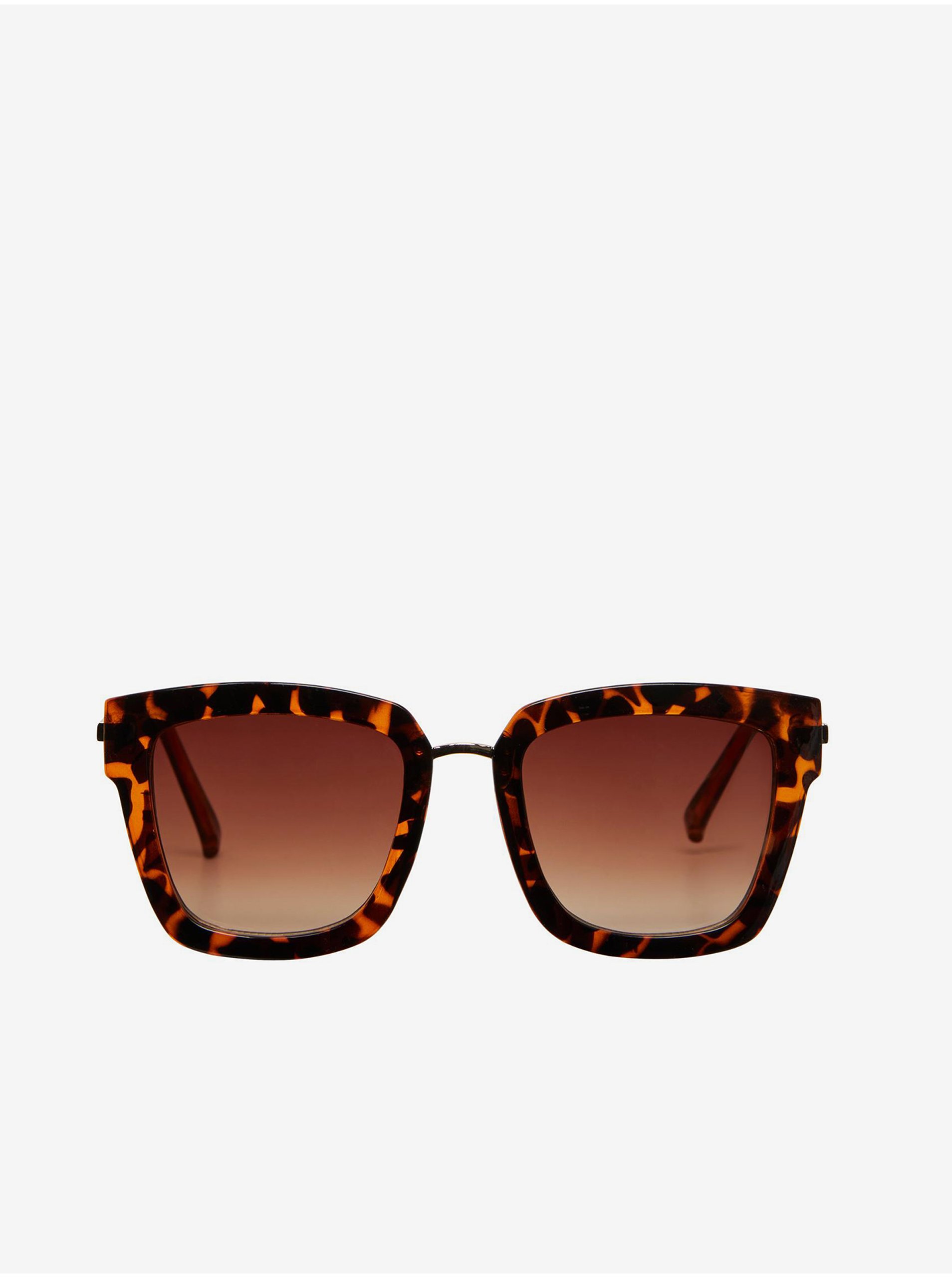 Lacno Hnedé dámske vzorované slnečné okuliare Pieces Beltina