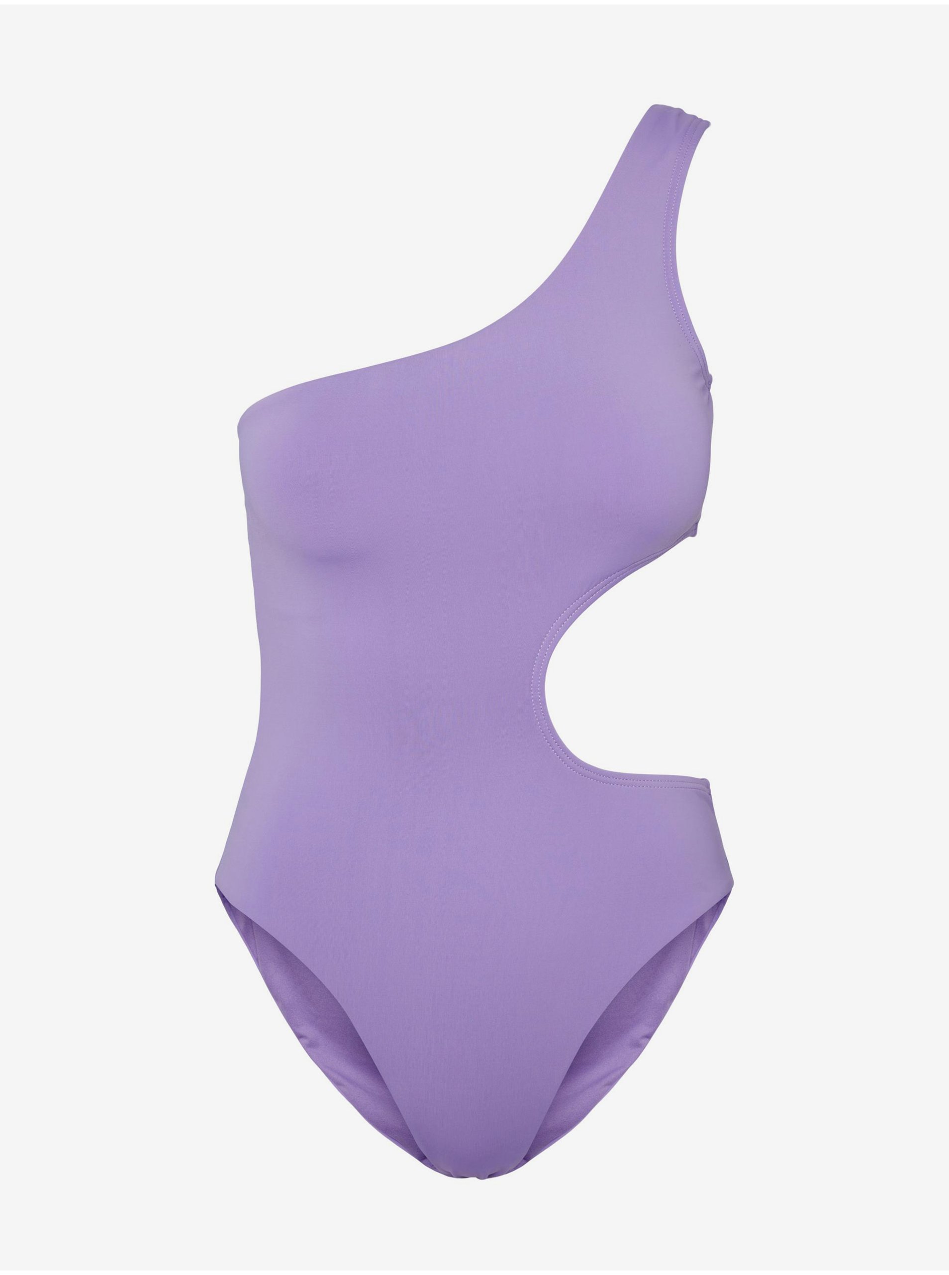 Levně Světle fialové dámské jednodílné plavky s průstřihem Pieces Bara
