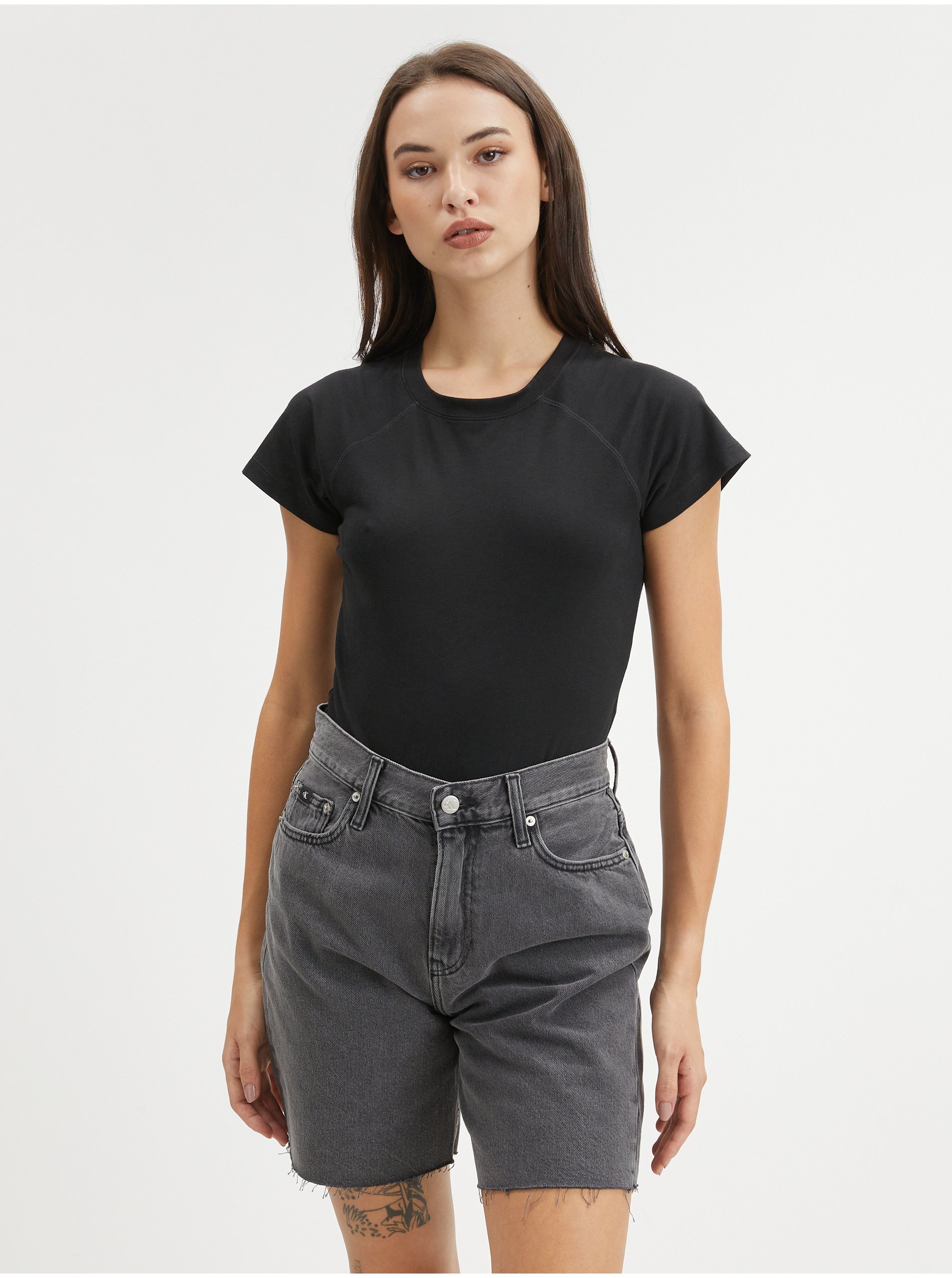 Levně Tmavě šedé vzorované body Calvin Klein Jeans