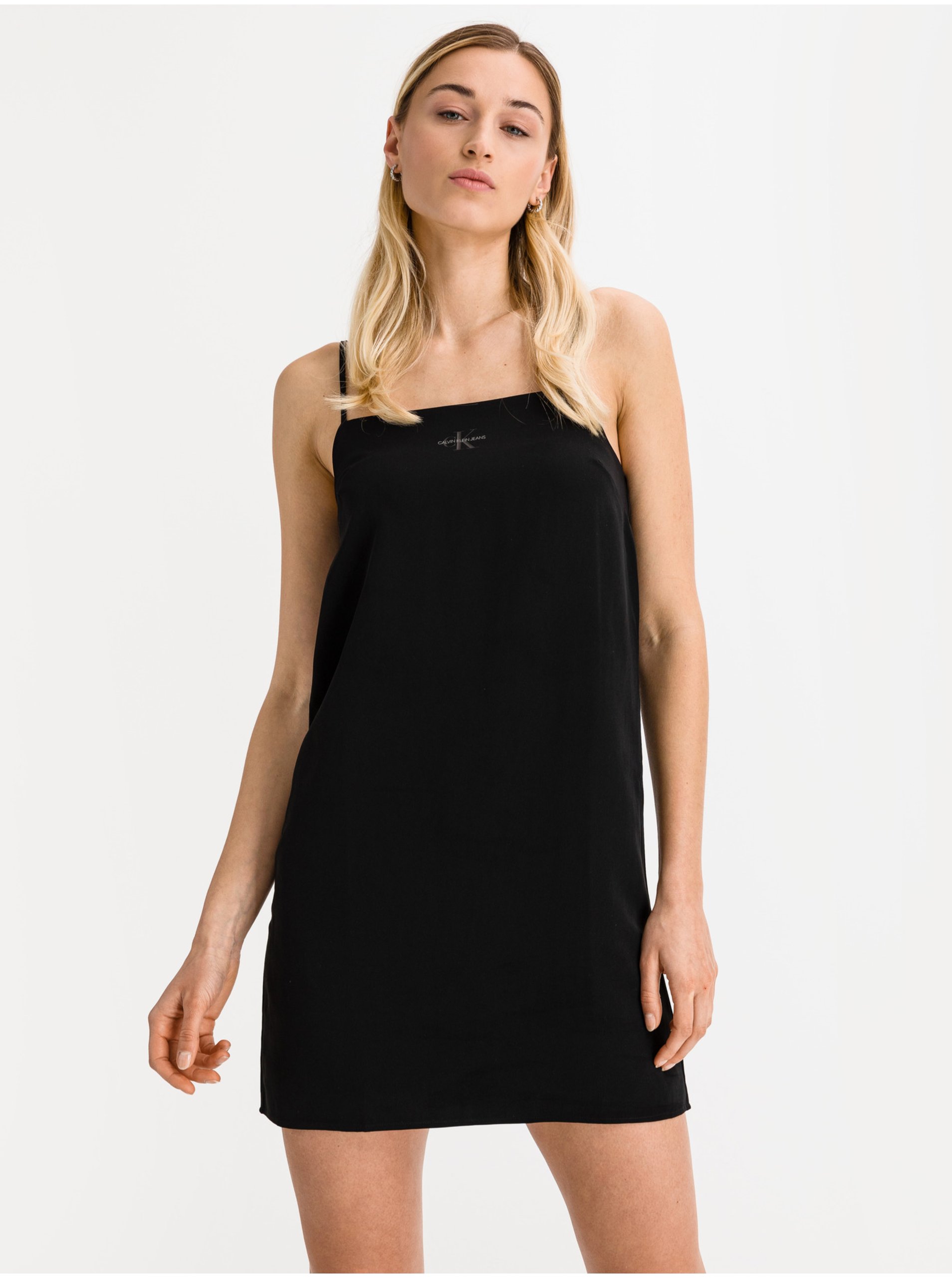 Levně Černé dámské šaty Calvin Klein Jeans Monogram Cami