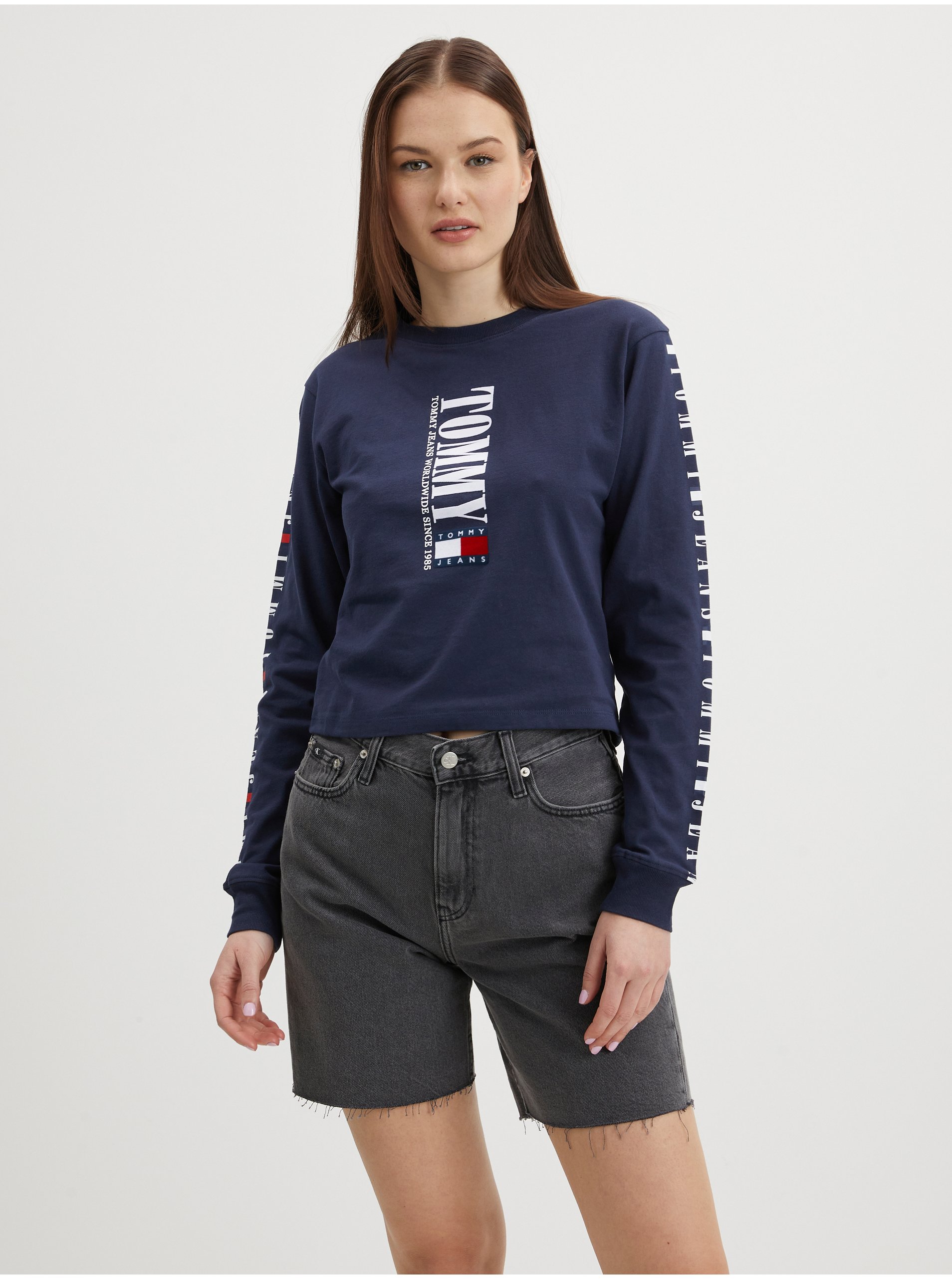 E-shop Tričká s dlhým rukávom pre ženy Tommy Jeans - tmavomodrá