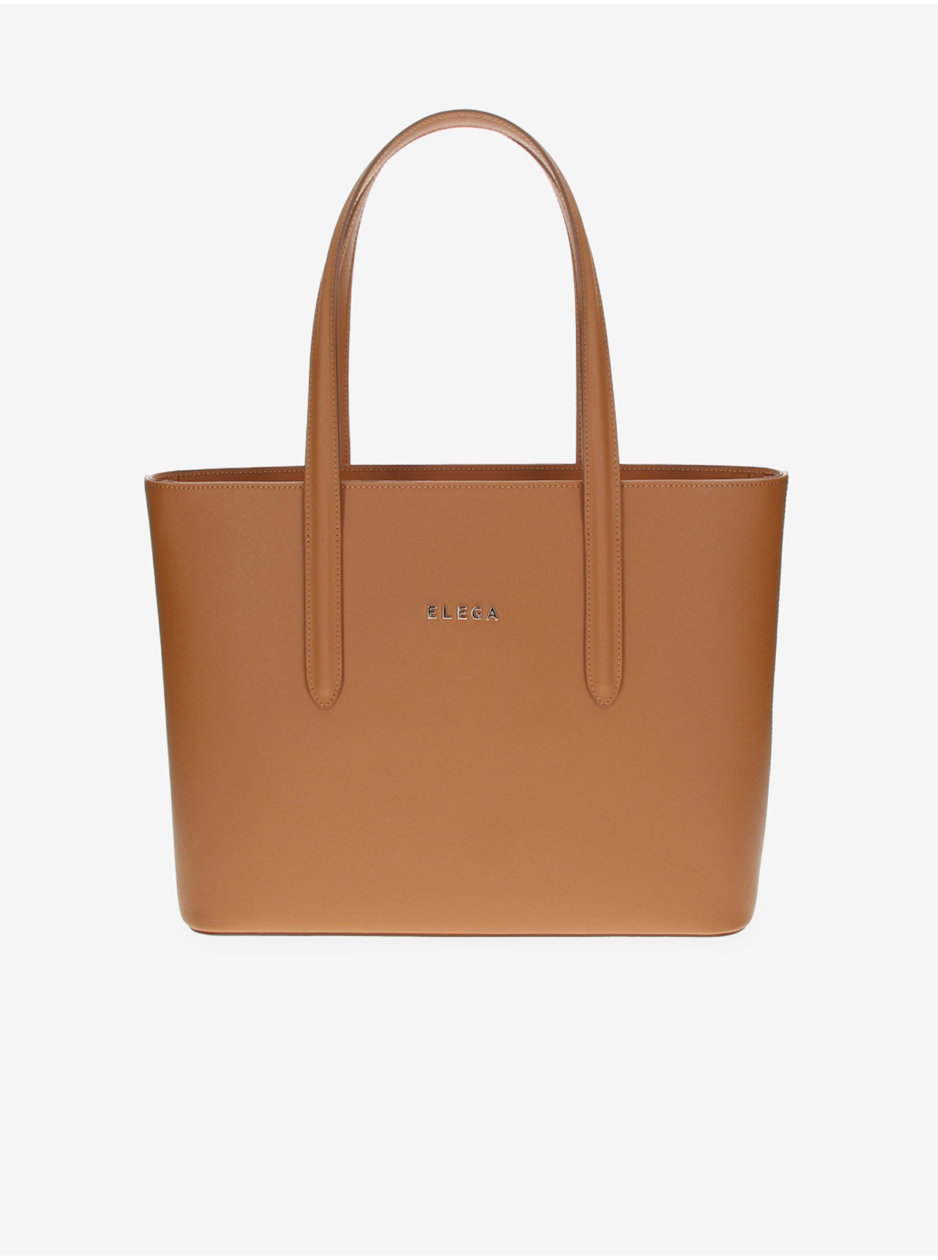 Levně Hnědý dámský kožený shopper ELEGA Simone