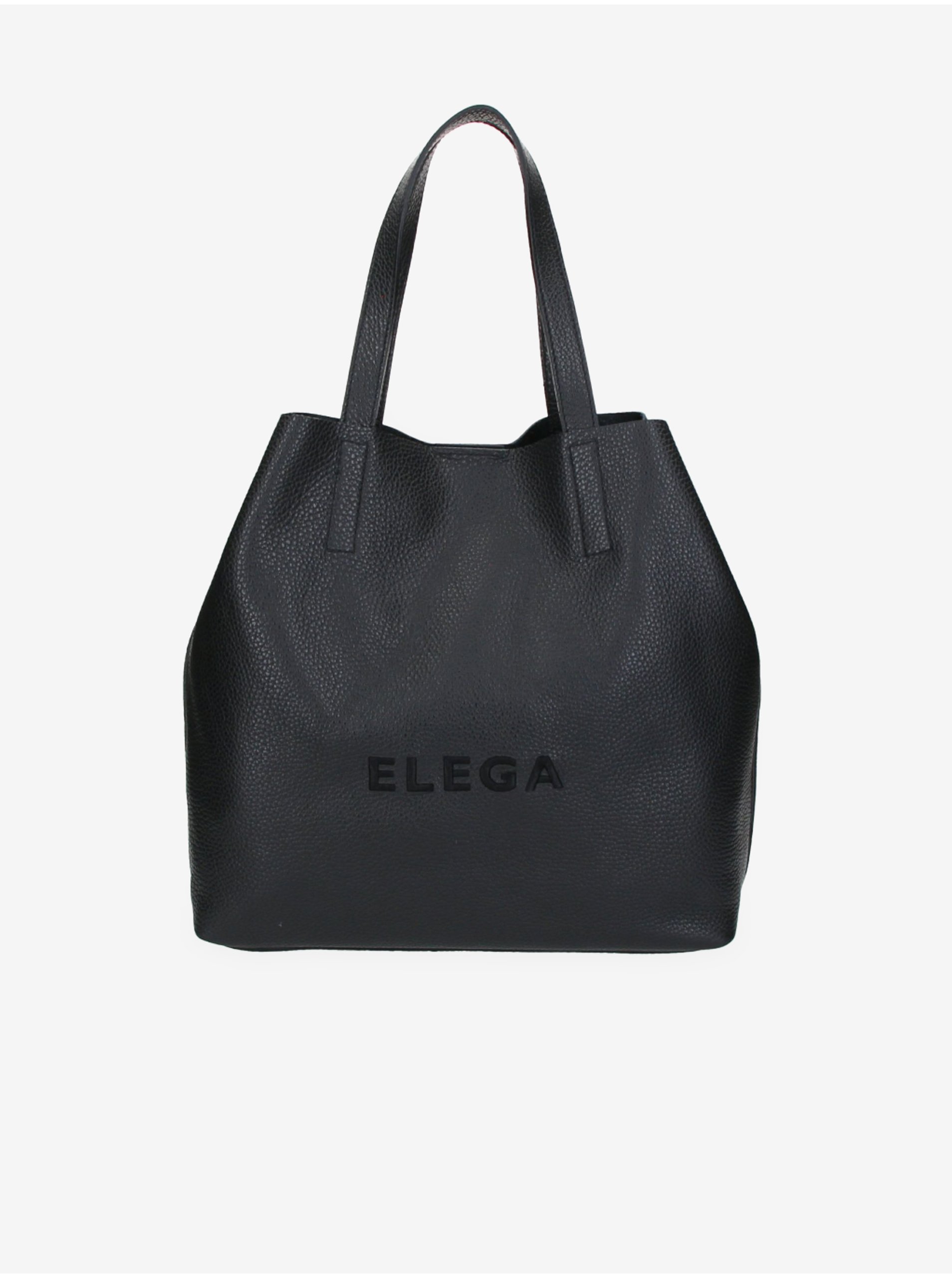 Levně Černá dámská kožená kabelka ELEGA Fancy