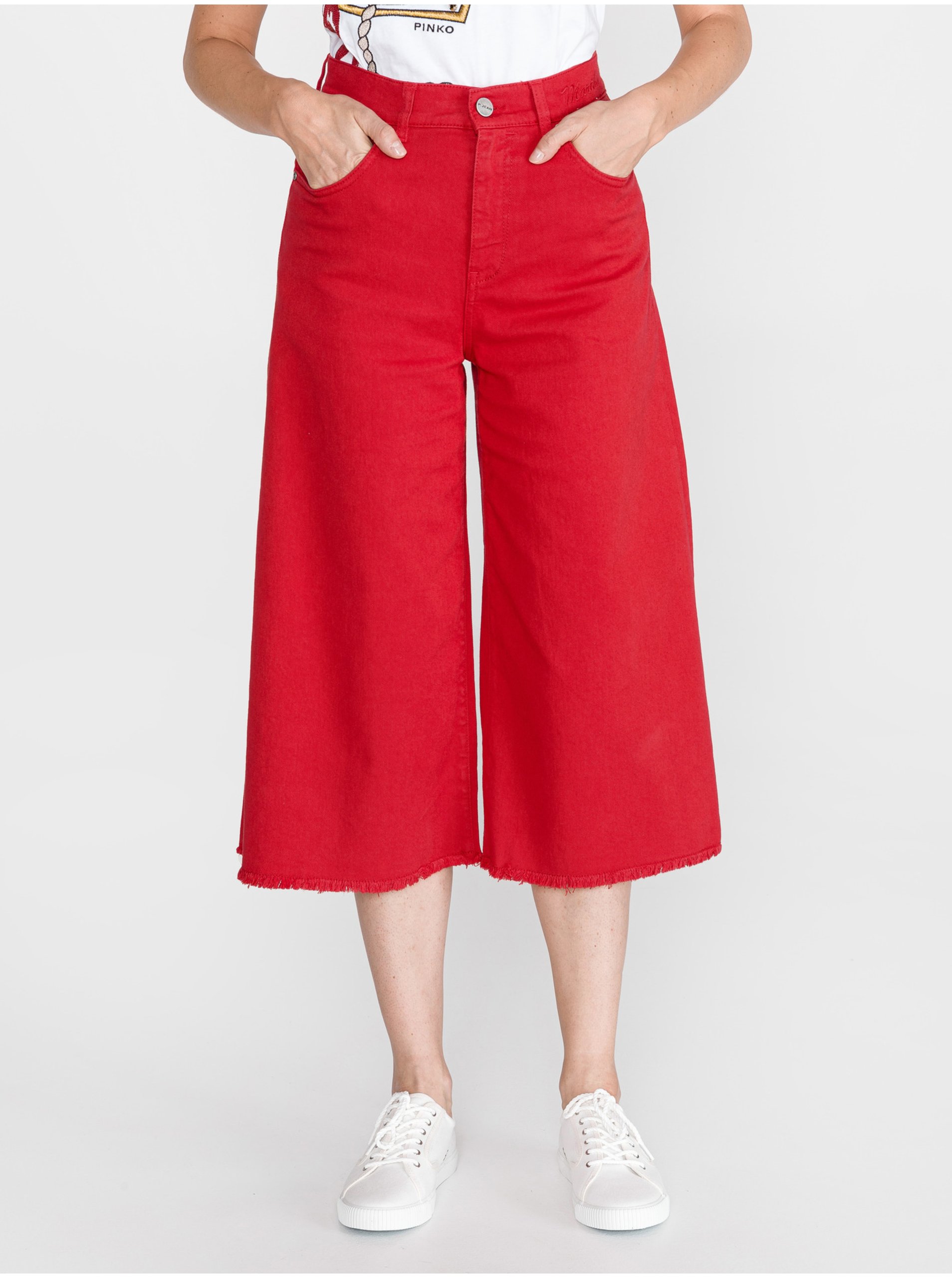Lacno Nohavice pre ženy Pinko - červená