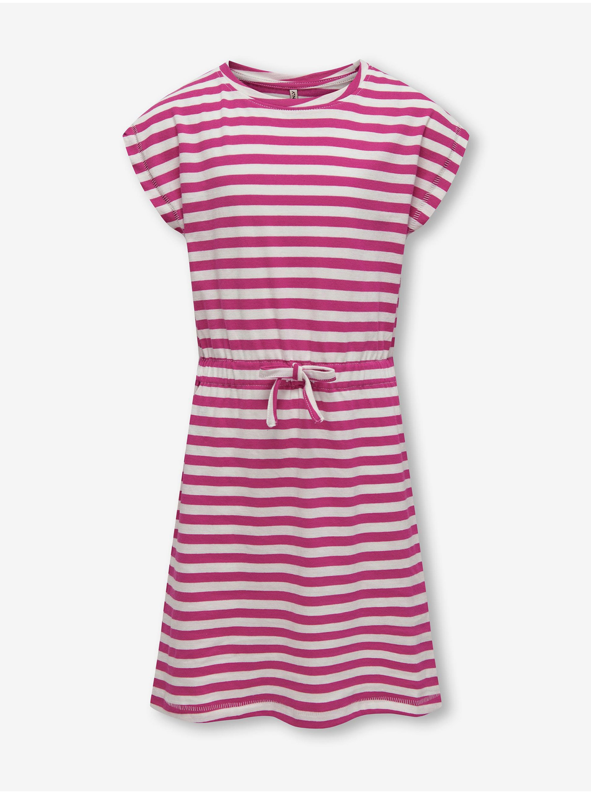 E-shop Tmavě růžové holčičí pruhované šaty ONLY May