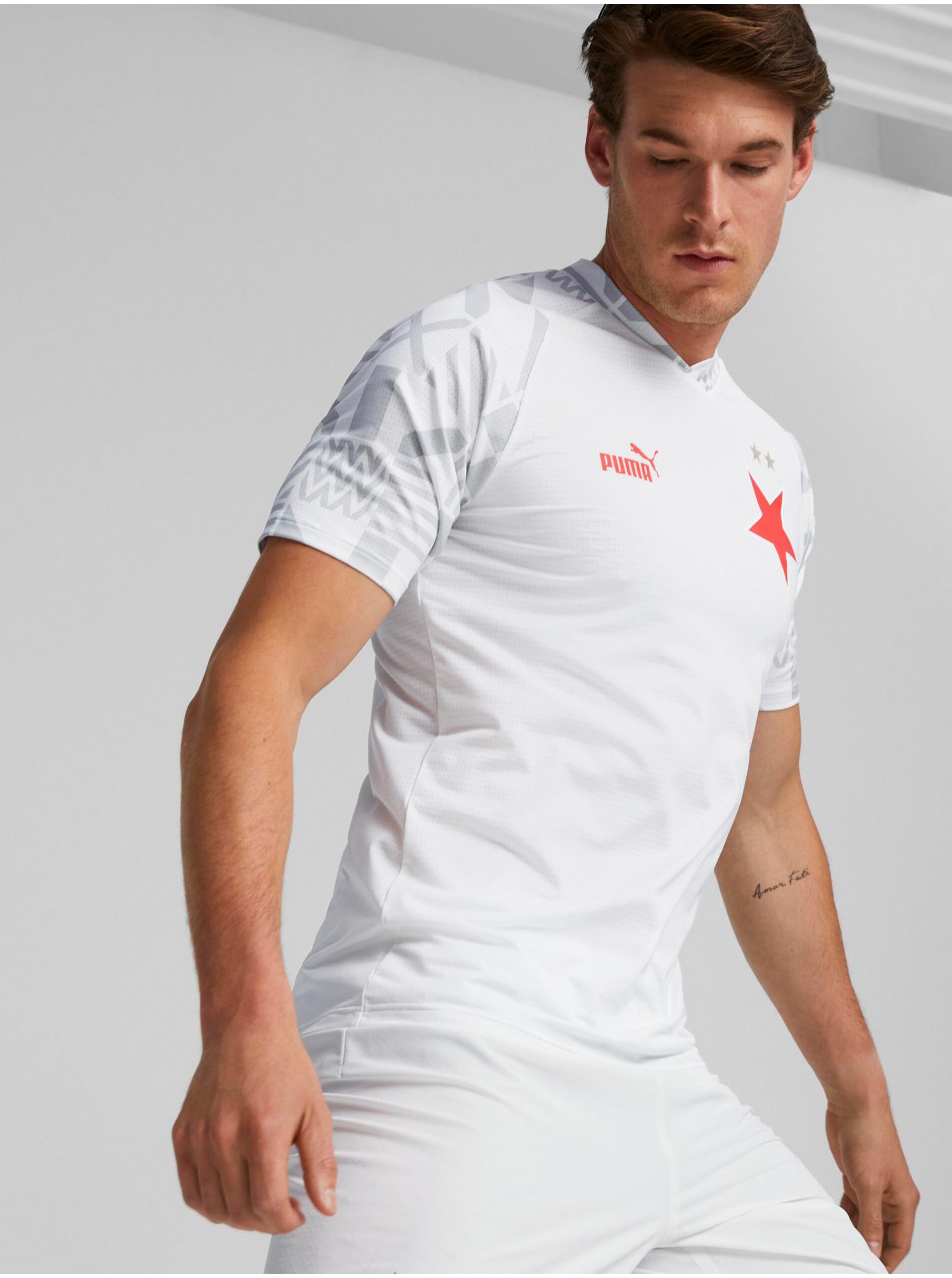 Lacno Biele pánske športové tričko Puma SKS