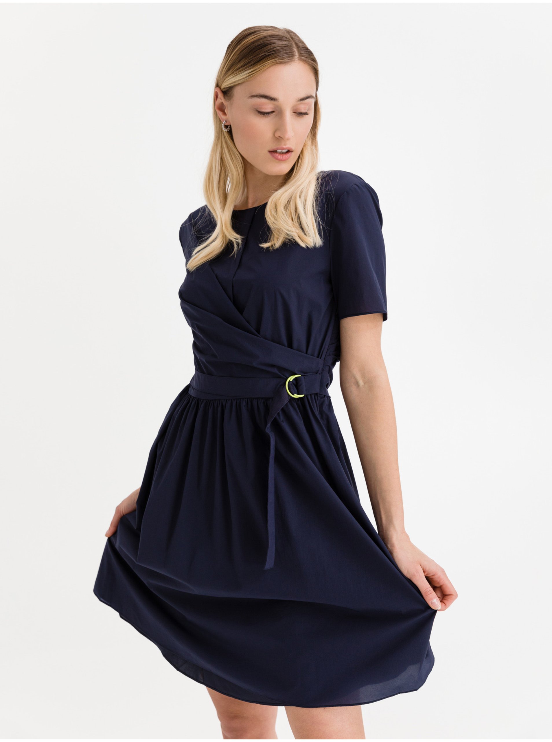Levně Tmavě modré dámské šaty Armani Exchange