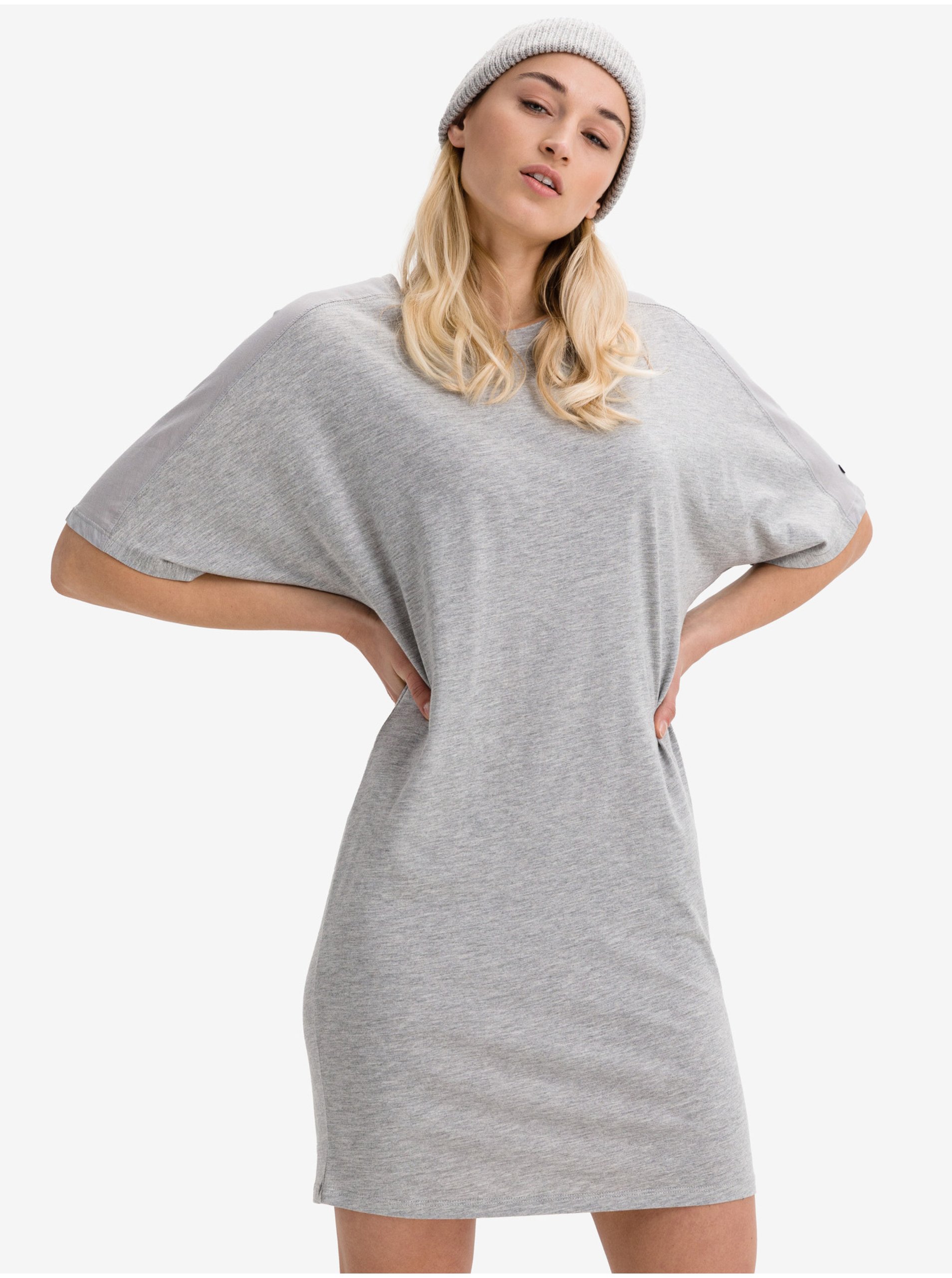 E-shop Šedé dámské žíhané šaty SuperDry