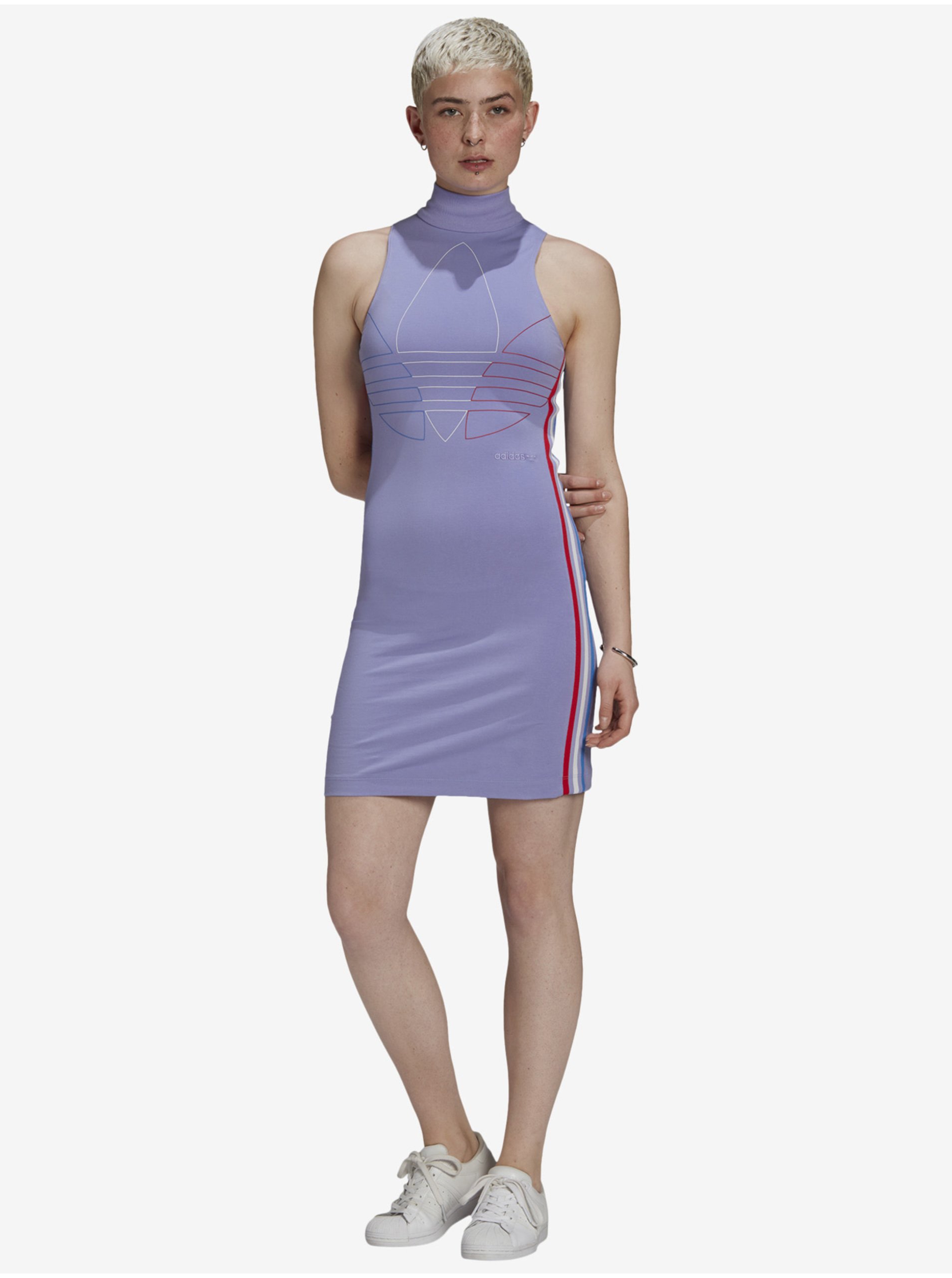 Lacno Voľnočasové šaty pre ženy adidas Originals - fialová