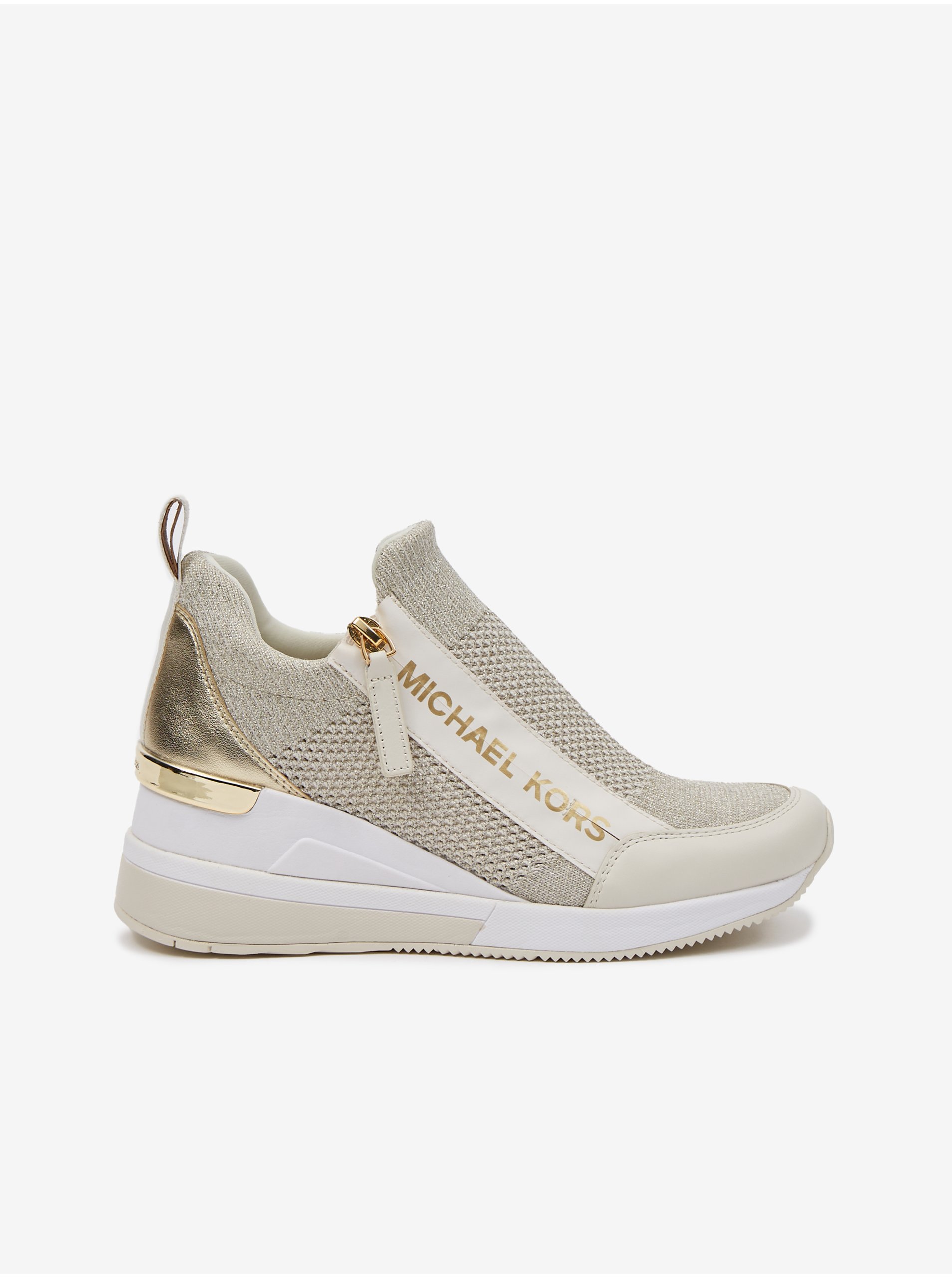 Levně Béžové dámské tenisky na klínku Michael Kors Willis Wedge Trainer