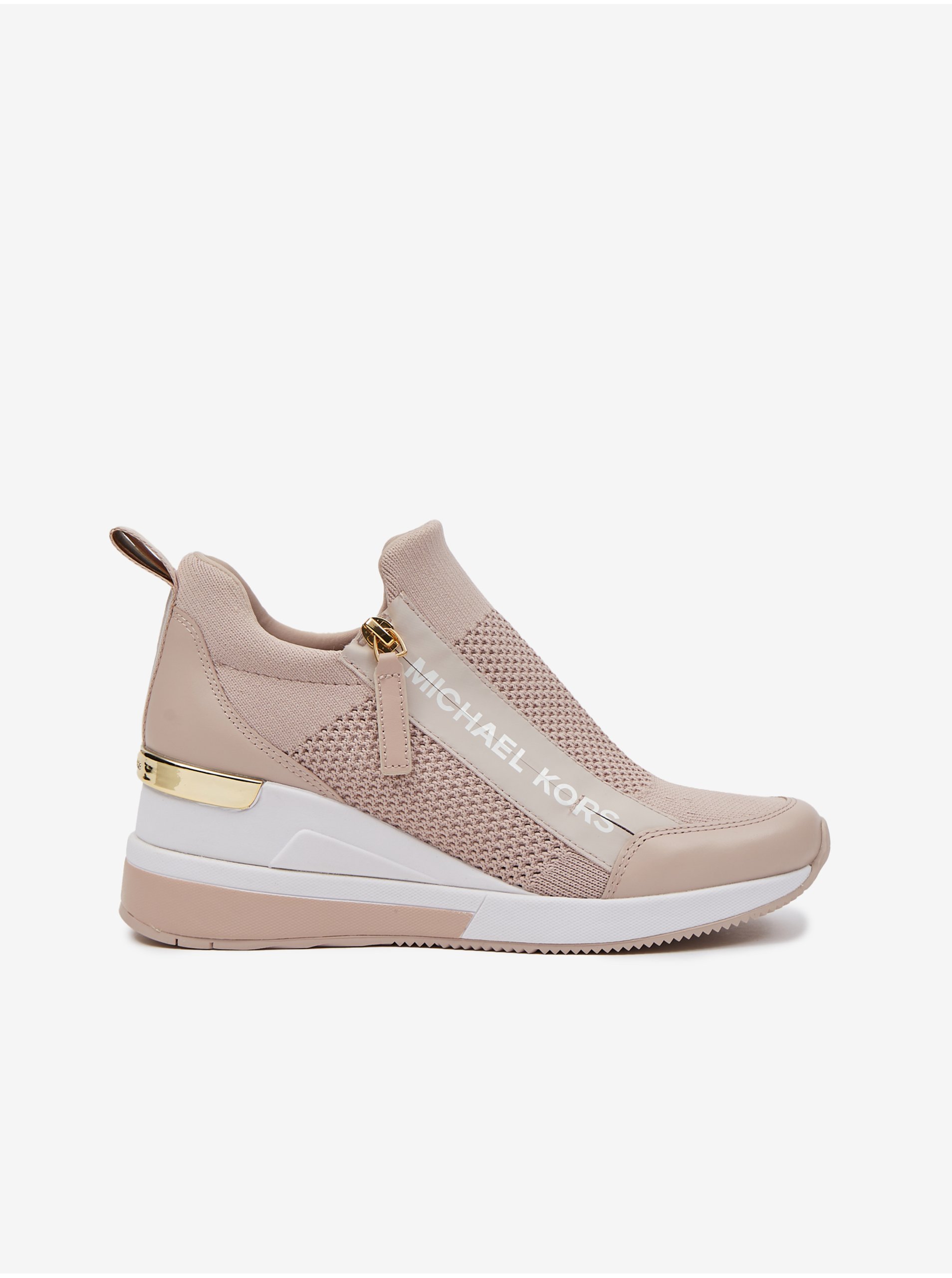 Levně Světle růžové dámské tenisky na klínku Michael Kors Willis Wedge Trainer