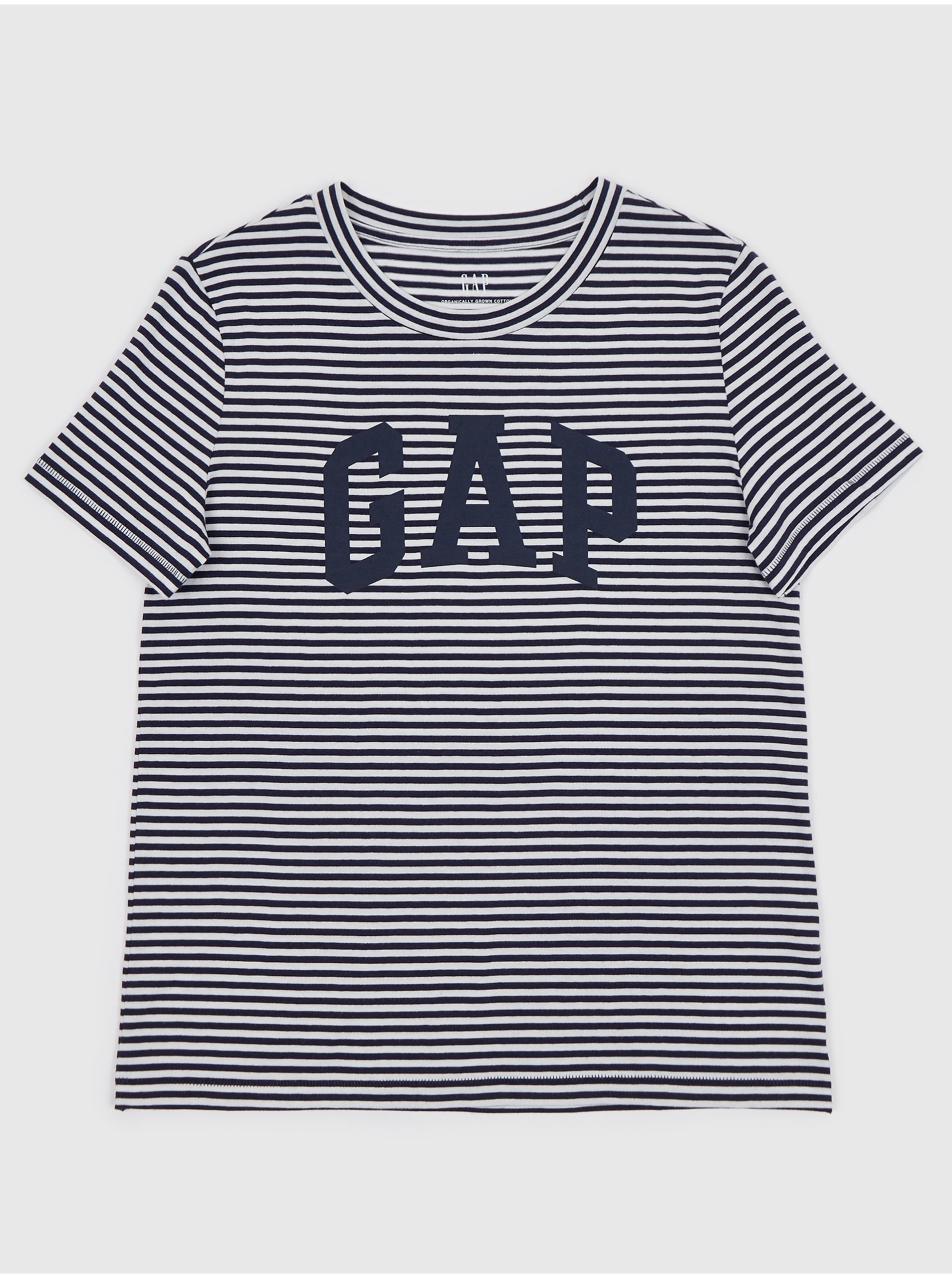 Levně Tmavě modré dámské pruhované tričko Gap
