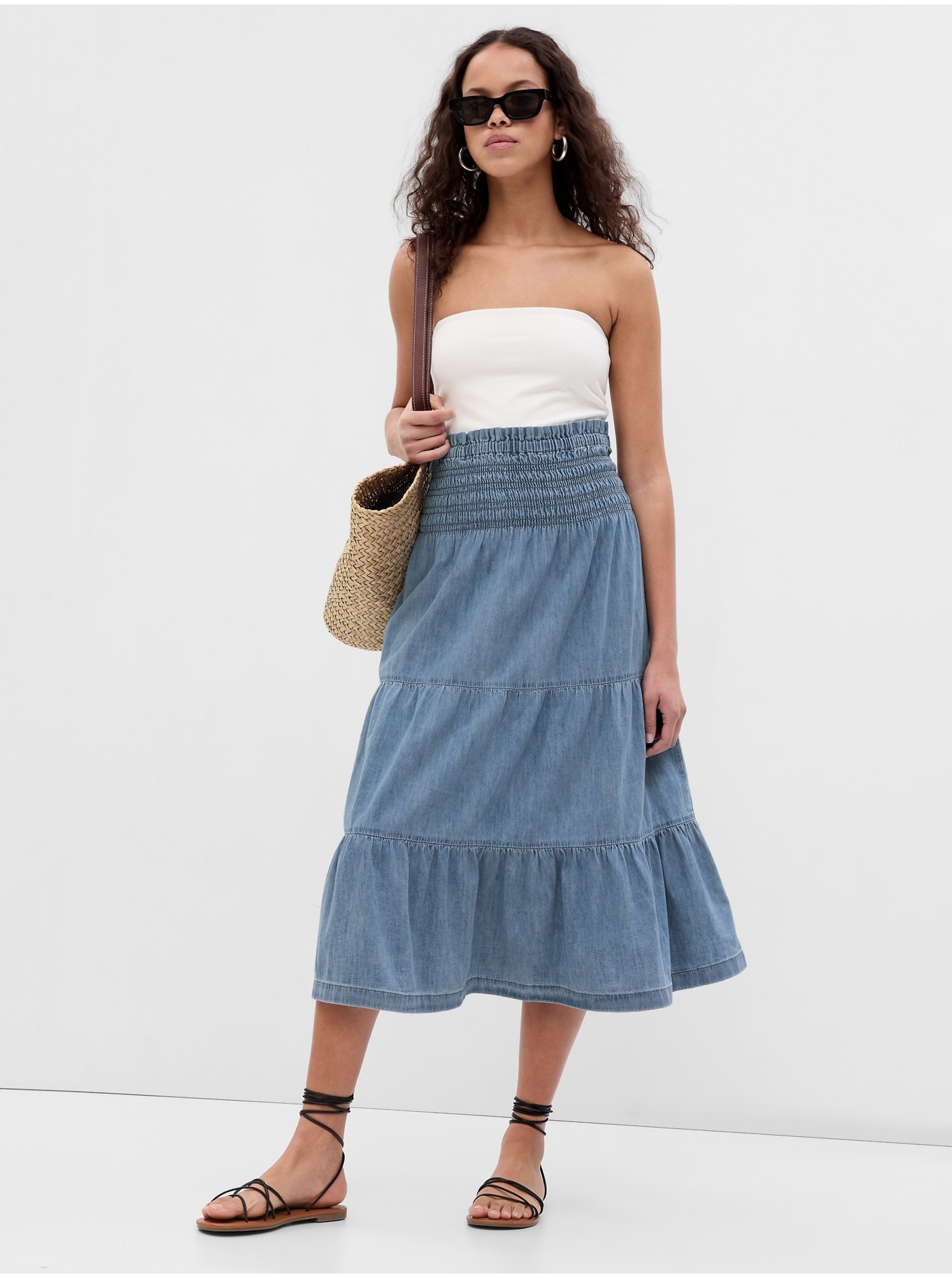 E-shop Modrá dámská džínová sukně 2 v 1 Gap
