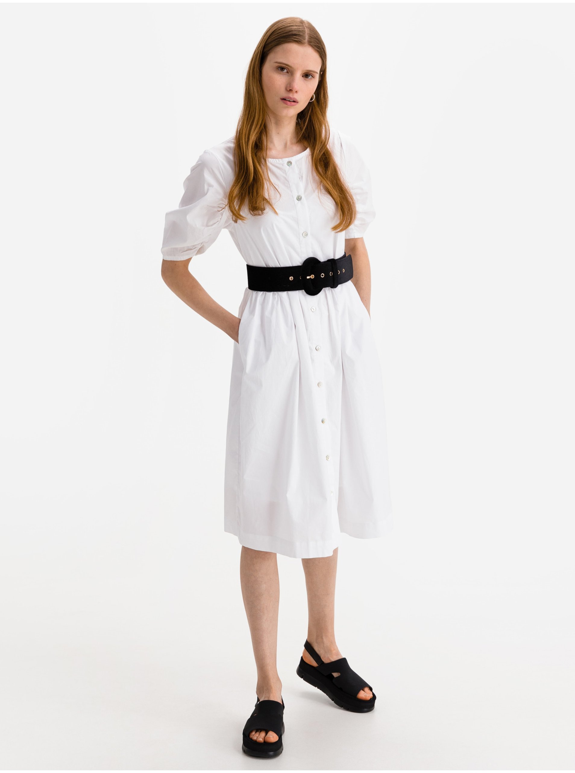 Lacno Košeľové šaty pre ženy ICHI - biela