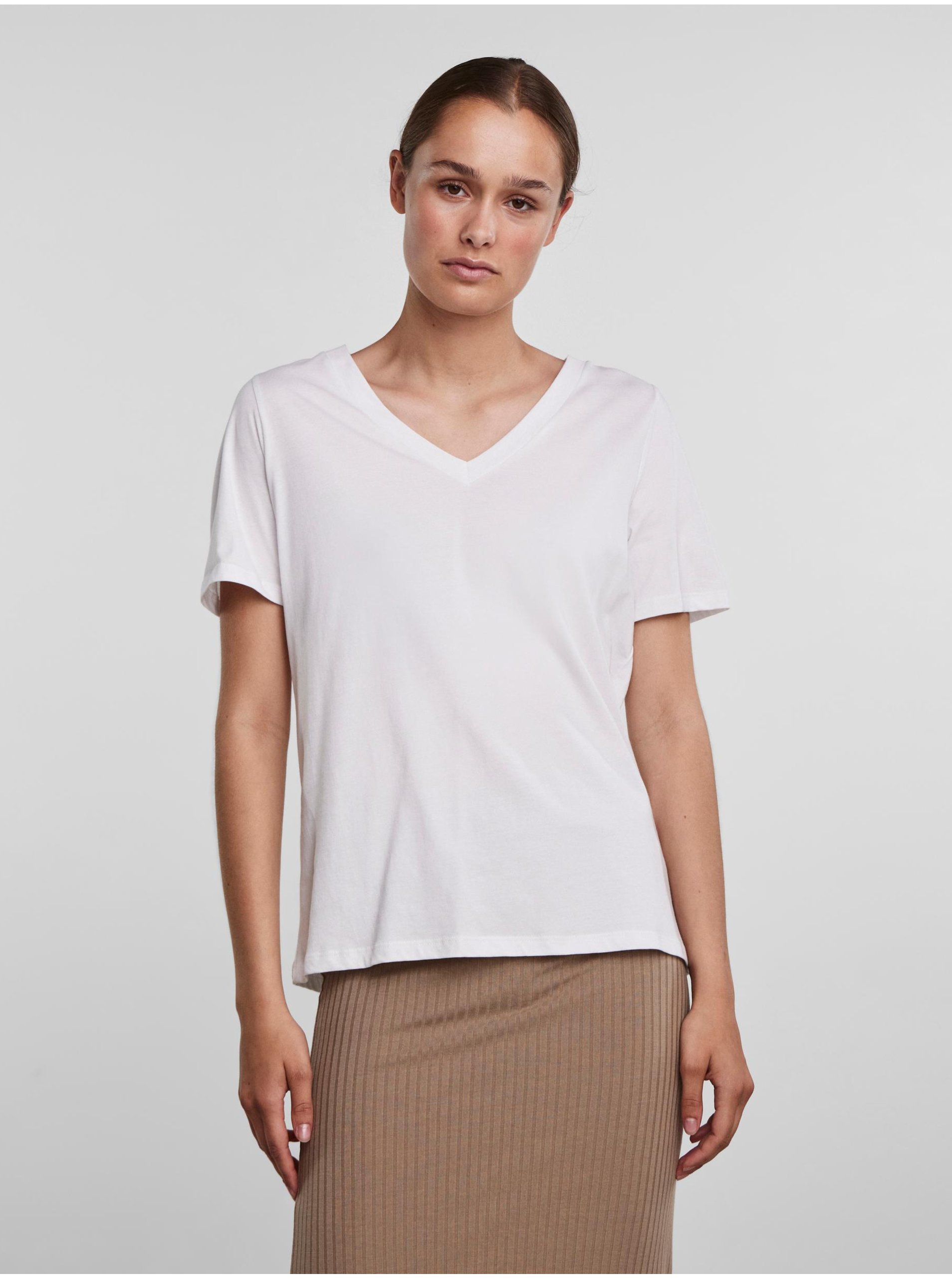 E-shop Biele dámske basic tričko Pieces Ria