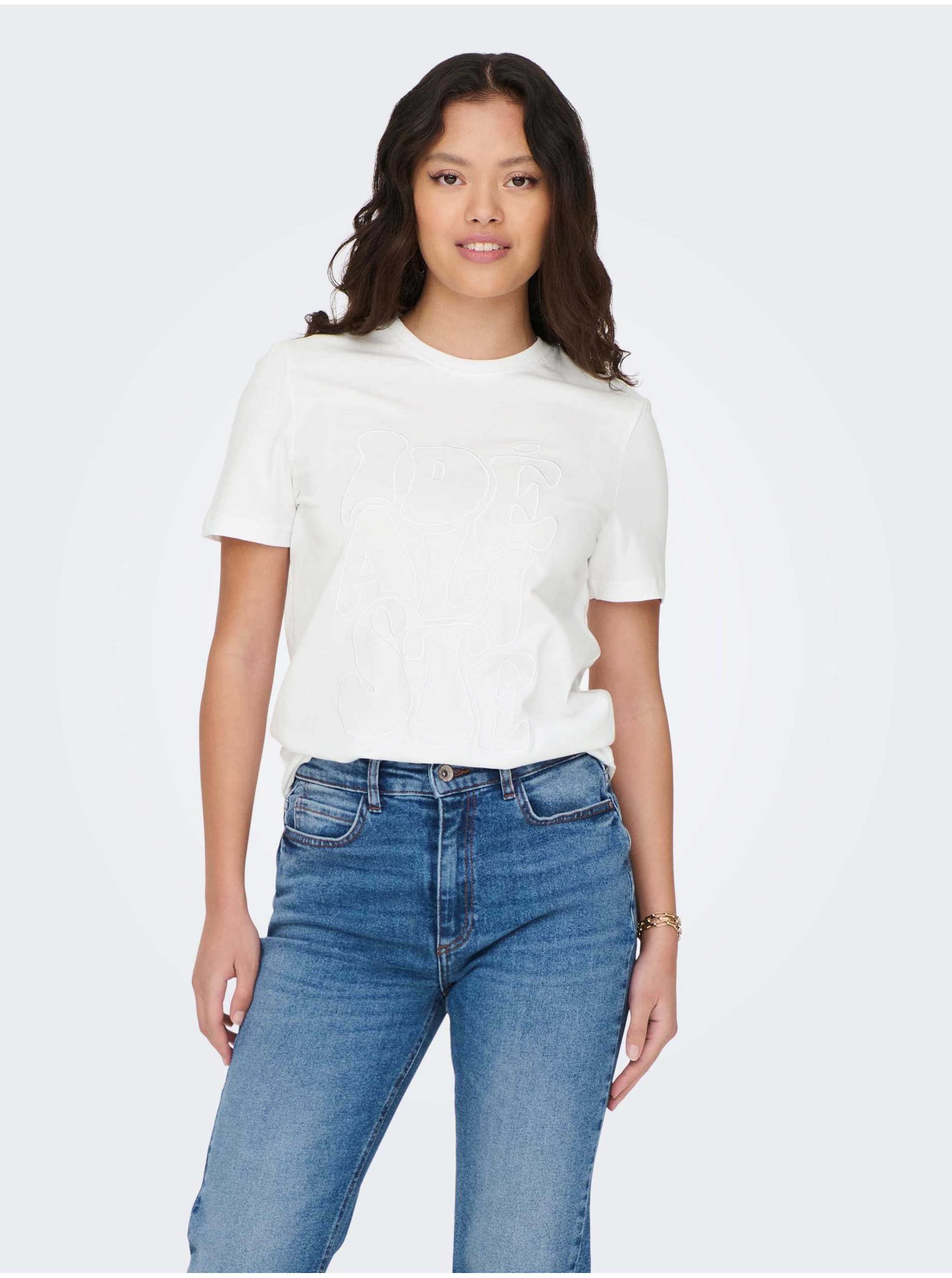 E-shop Bílé dámské tričko ONLY Anise