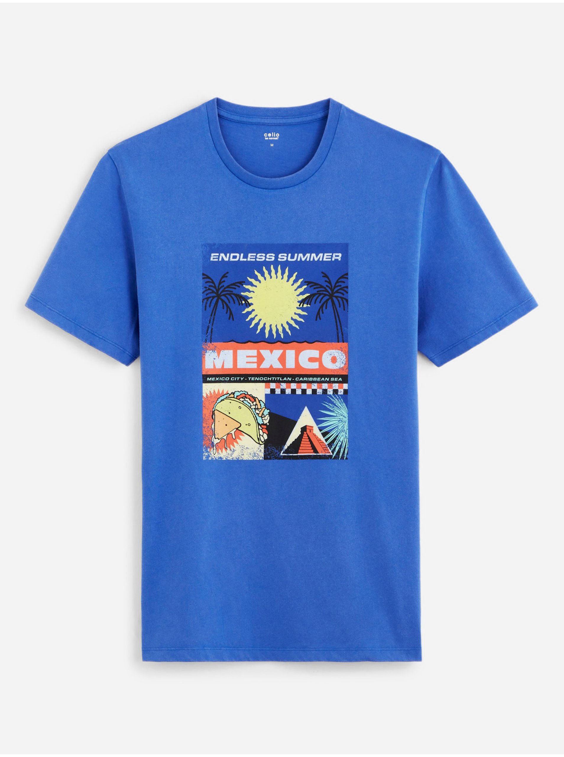 Levně Modré pánské tričko Celio Dexico