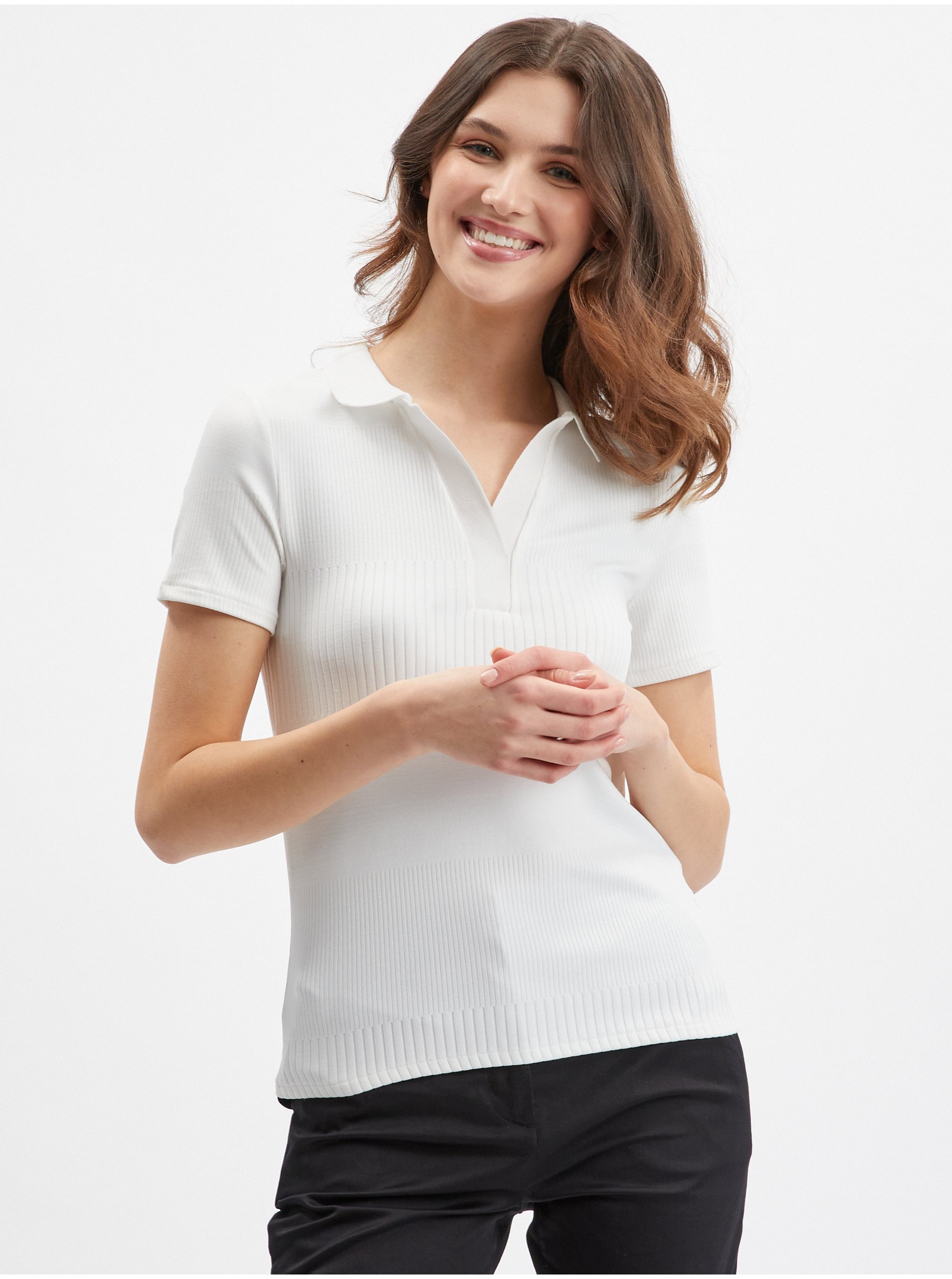 E-shop Bílé dámské polo tričko ORSAY