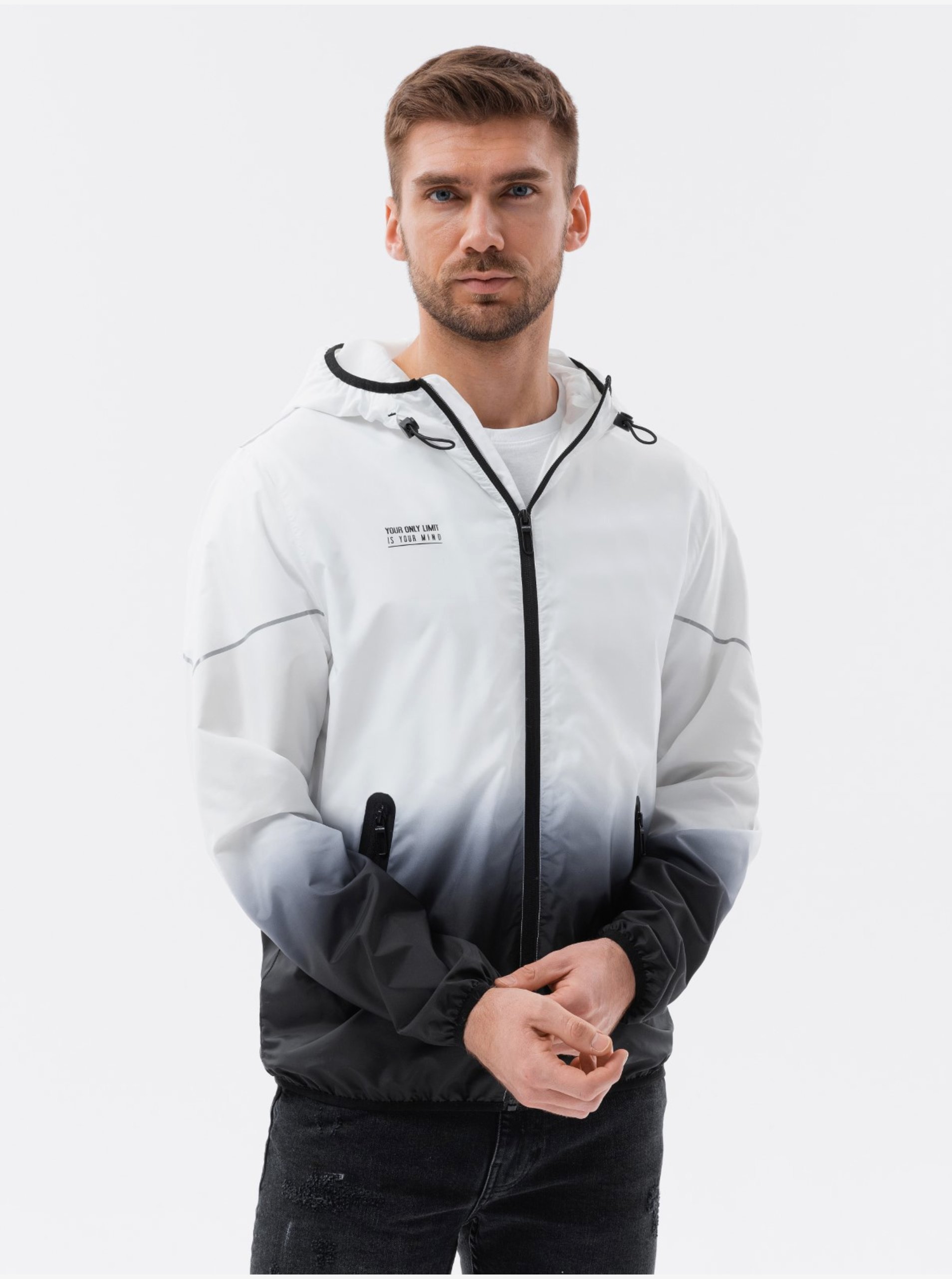 E-shop Čierno-biela pánska bunda Ombre Clothing