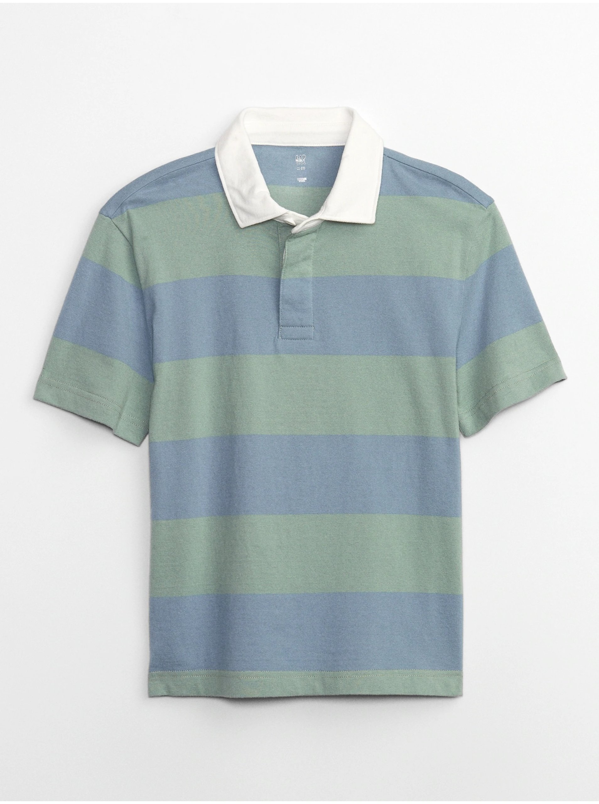 E-shop Zeleno-modré chlapčenské pruhované polo tričko GAP