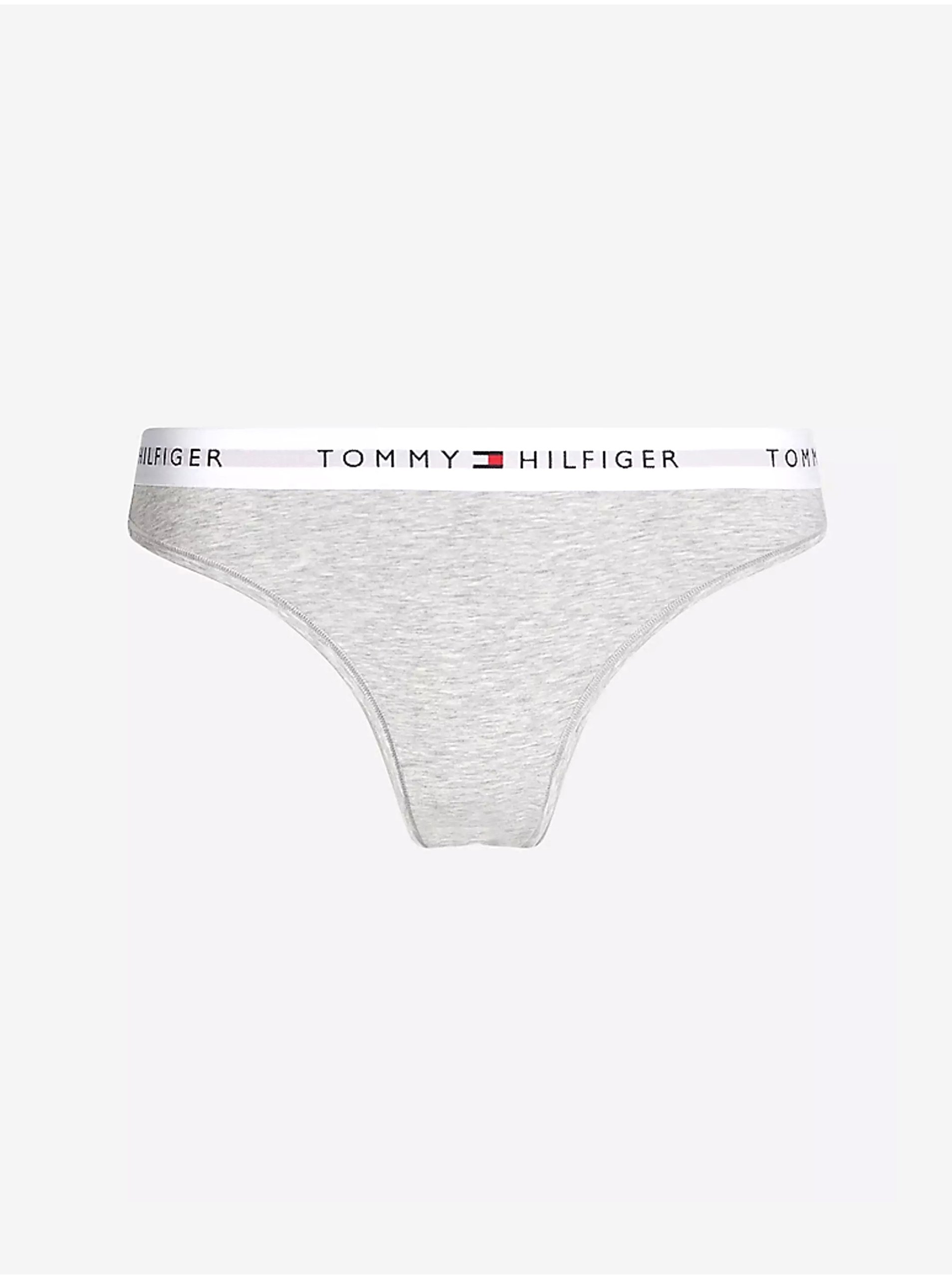 Levně Světle šedé dámské žíhané kalhotky Tommy Hilfiger Underwear