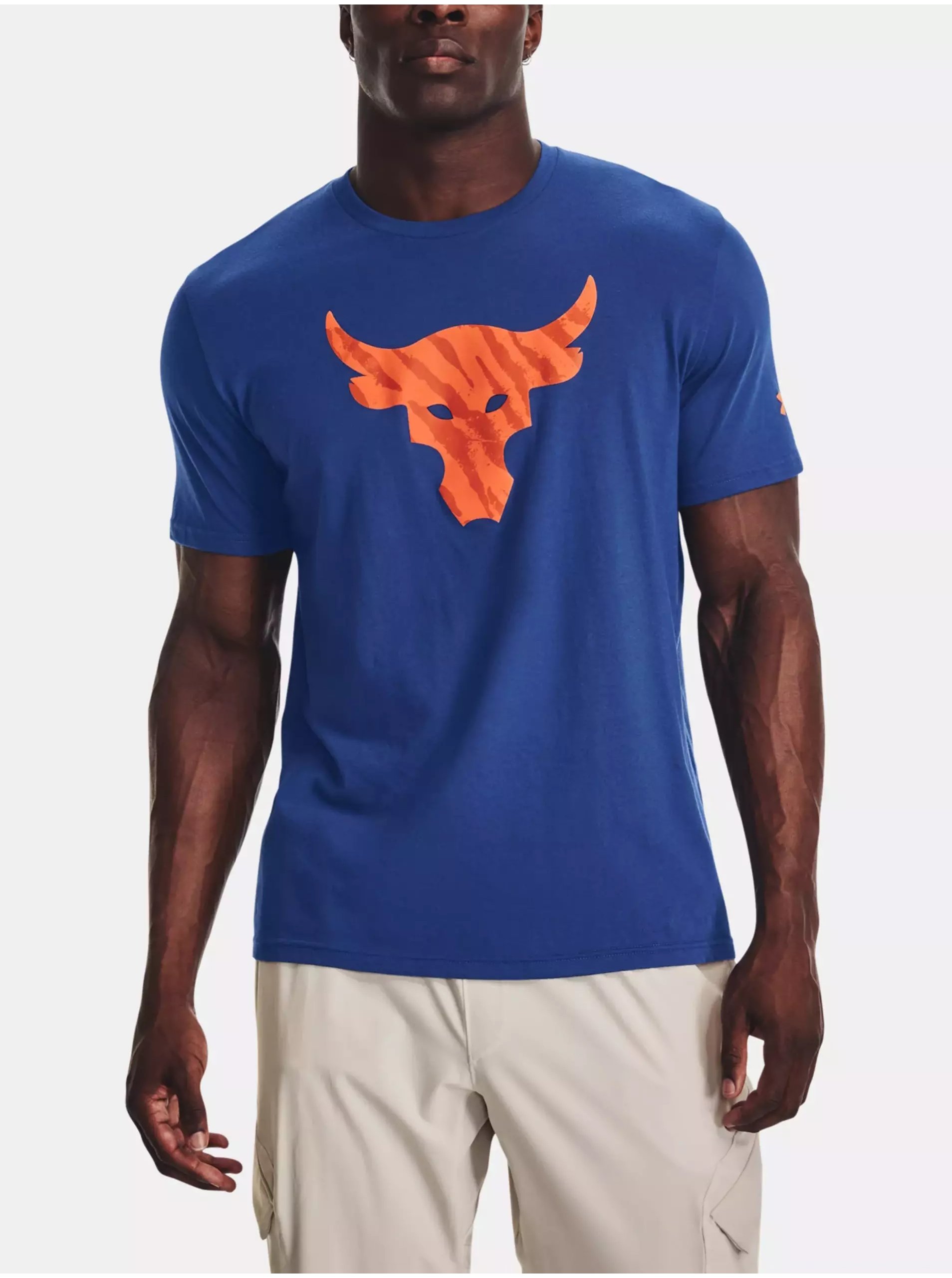 Levně Modré pánské sportovní tričko Under Armour UA PJT Rock Brahma Bull