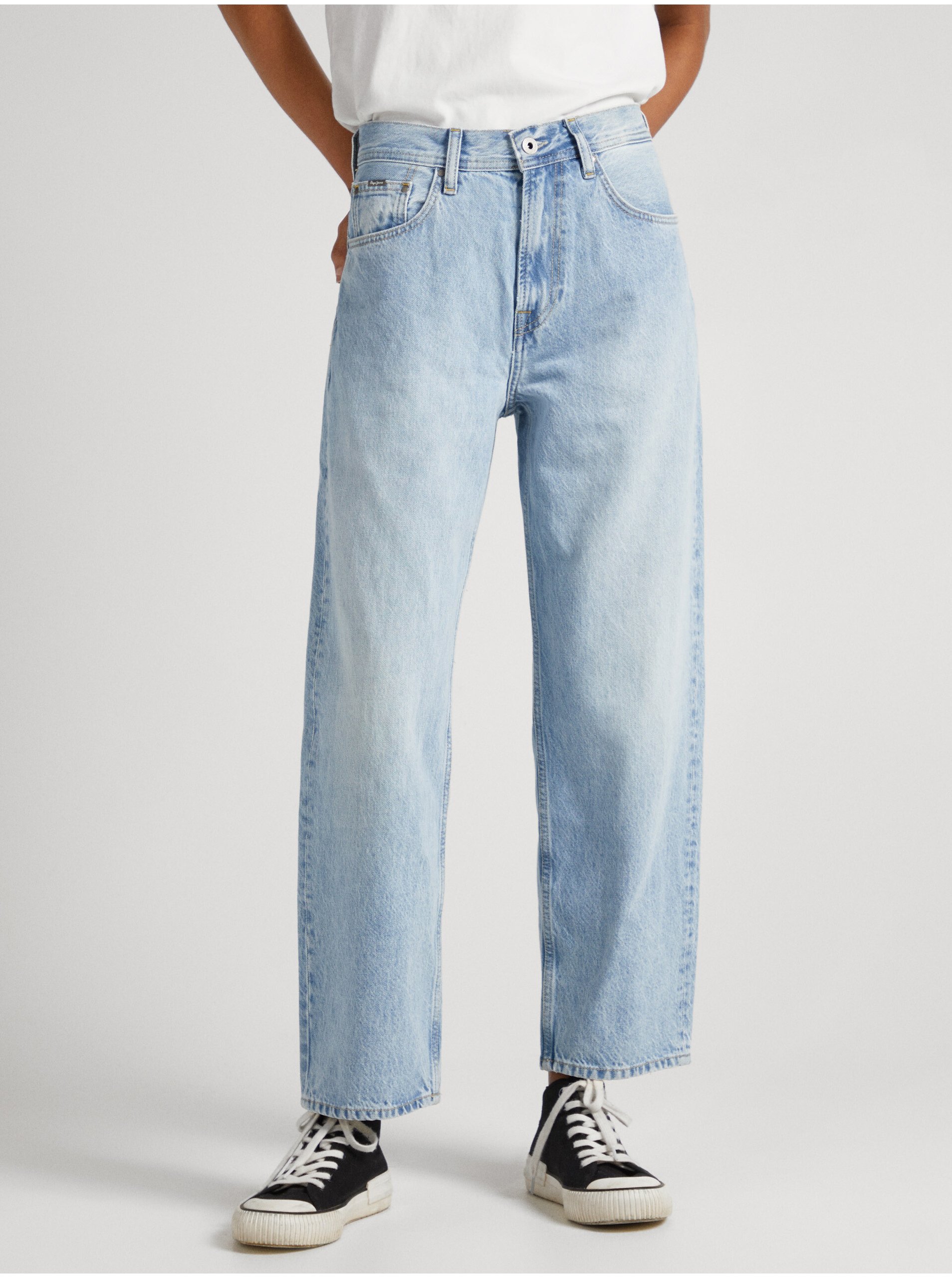 Lacno Svetlomodré dámske široké džínsy Pepe Jeans Dover
