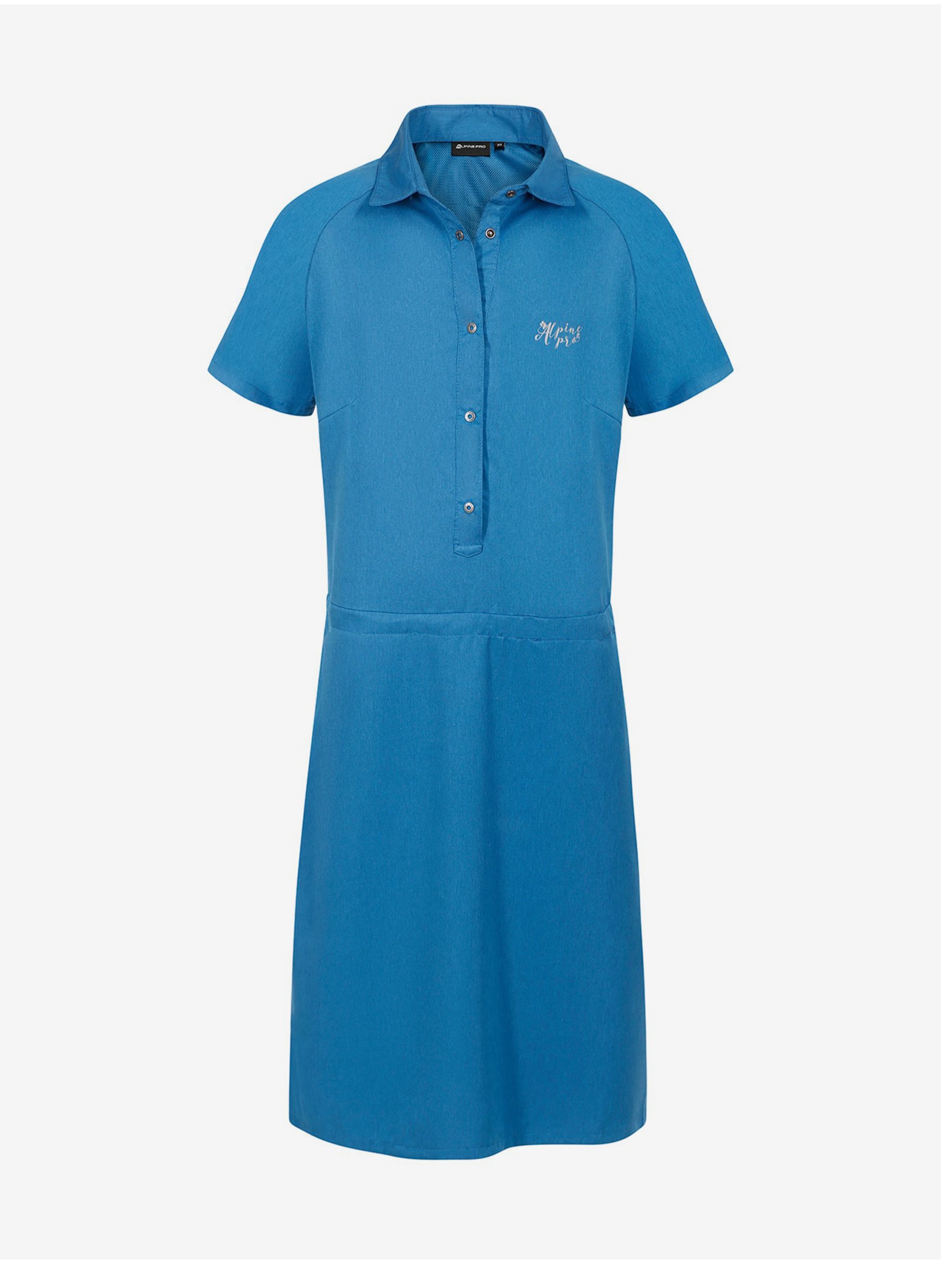 Levně Modré dámské rychleschnoucí šaty ALPINE PRO EDELA