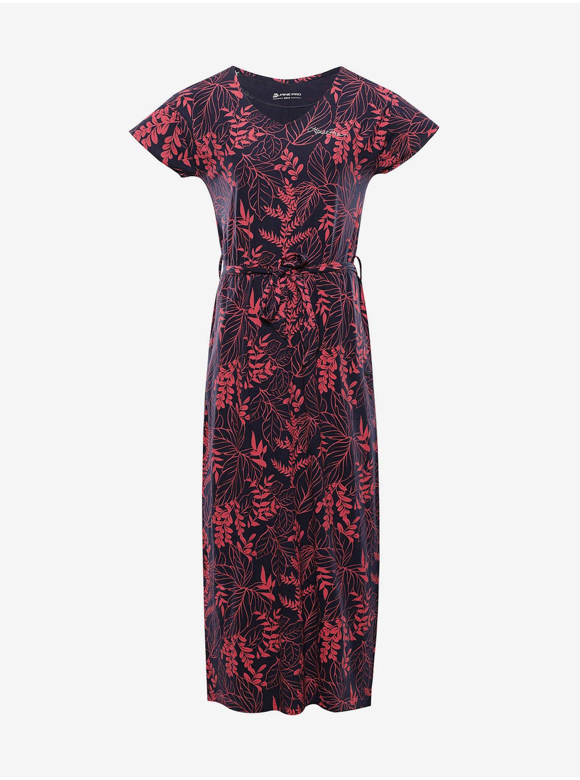 Levně Červeno-modré dámské květované šaty ALPINE PRO FANERA