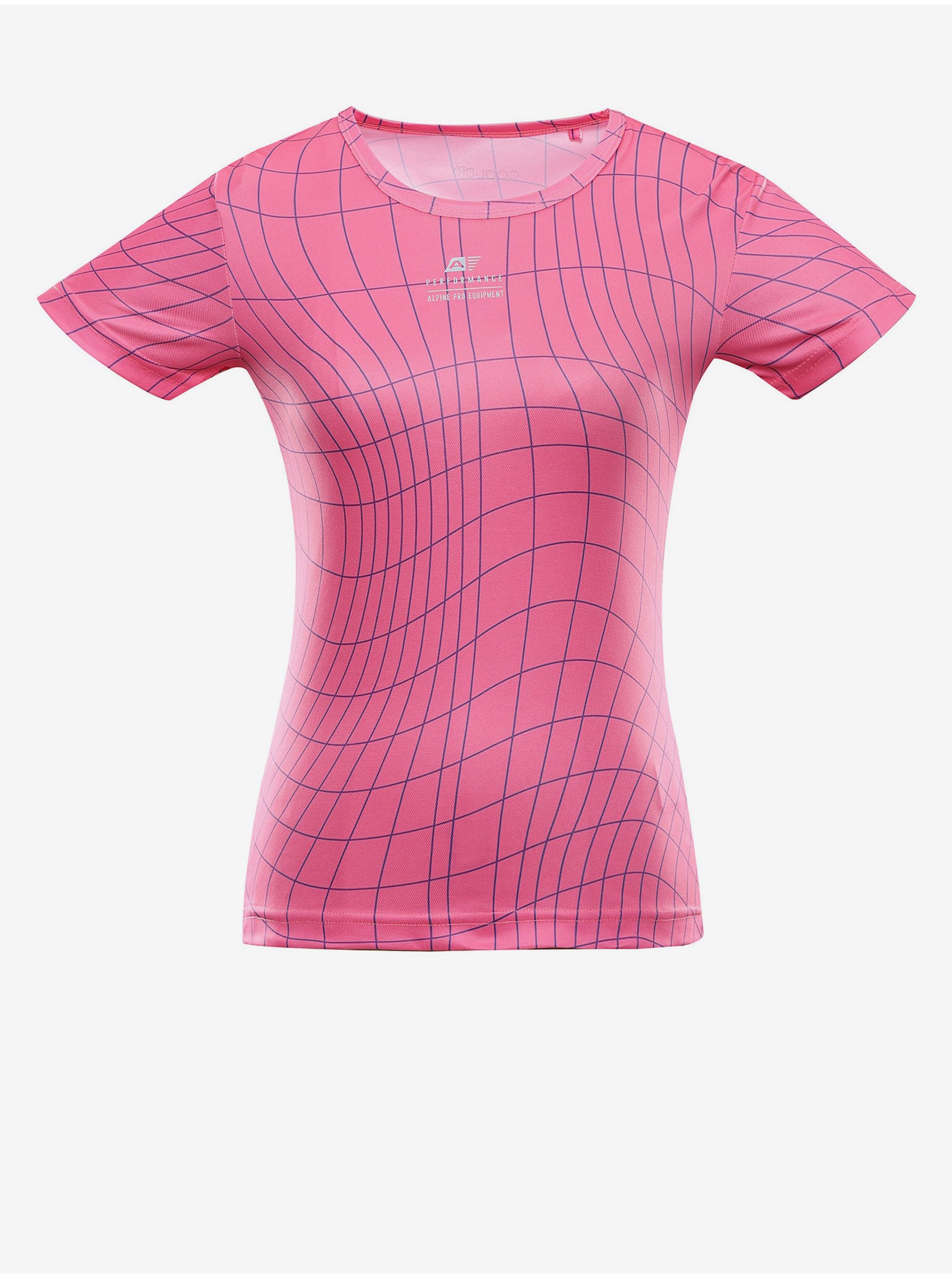 Levně Růžové dámské rychleschnoucí tričko ALPINE PRO BASIKA