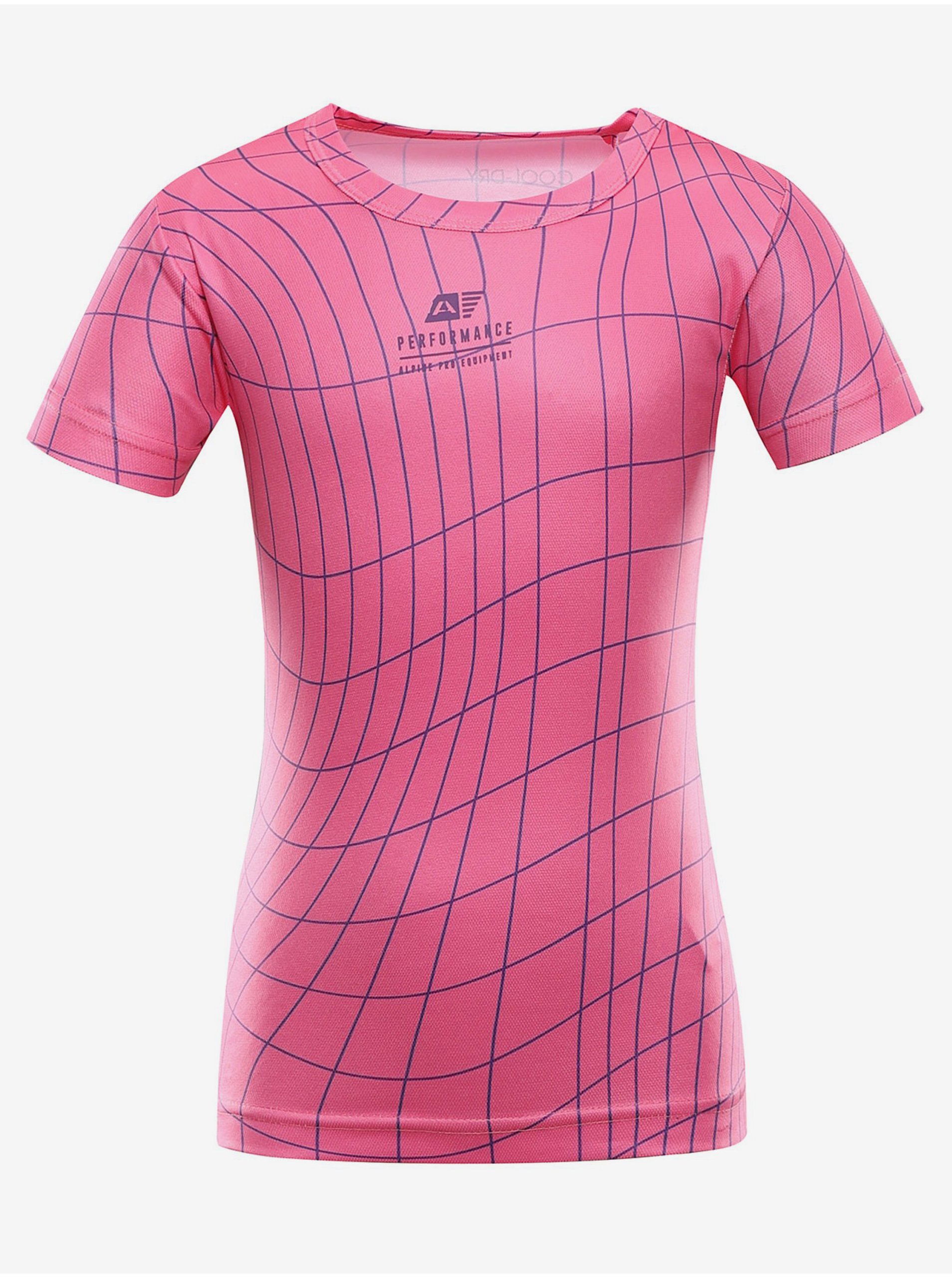 Levně Růžové dětské vzorované rychleschnoucí tričko ALPINE PRO BASIKO