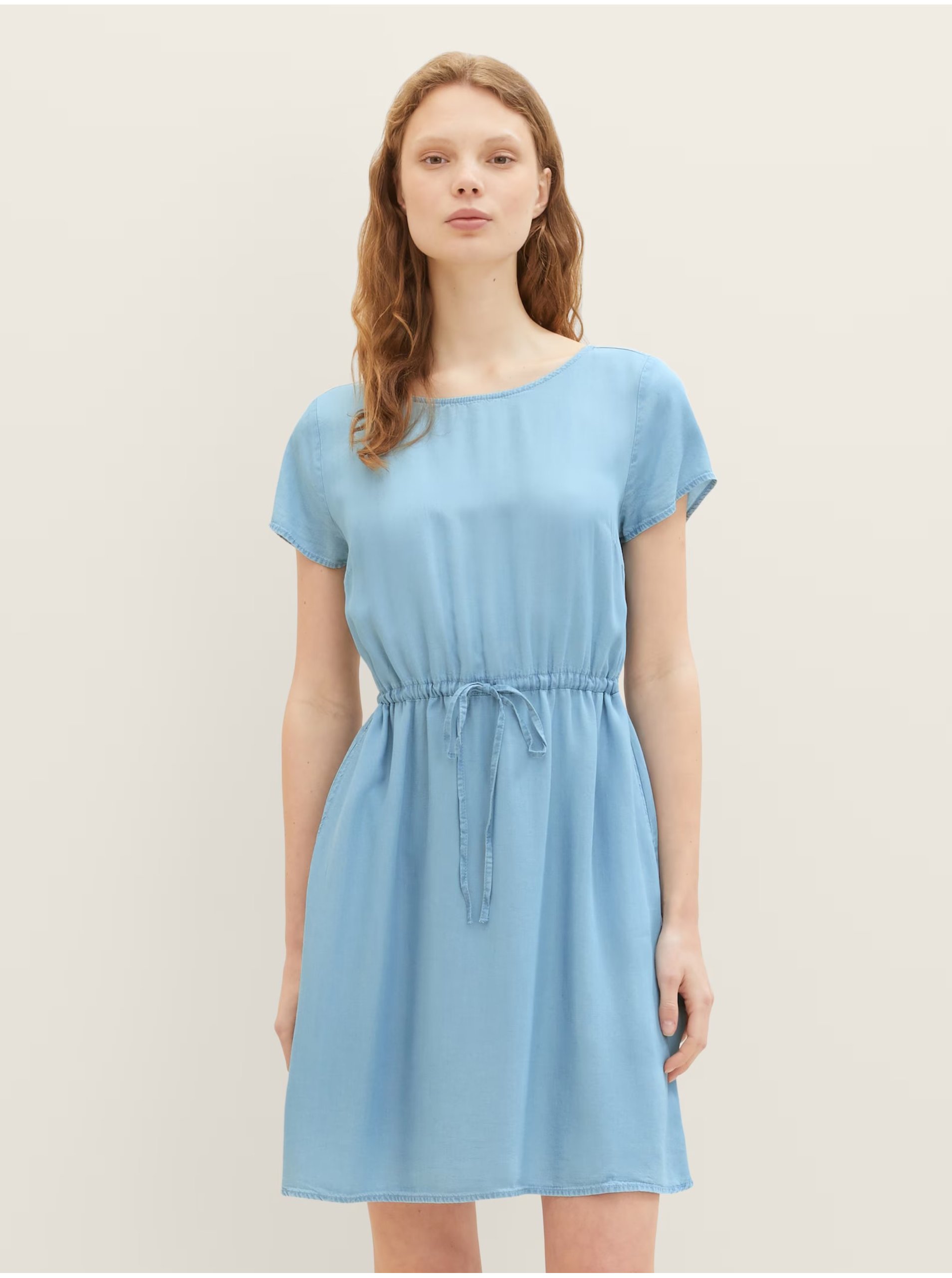 Levně Světle modré dámské šaty Tom Tailor Denim