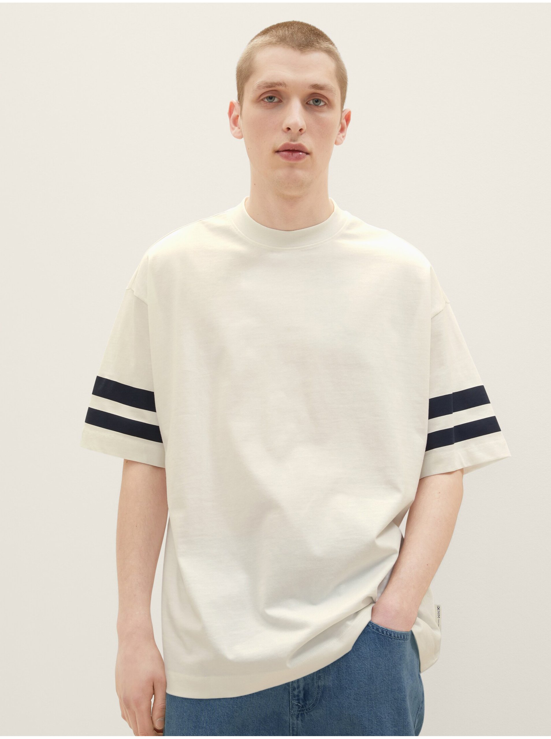 E-shop Krémové pánske oversize tričko Tom Tailor Denim
