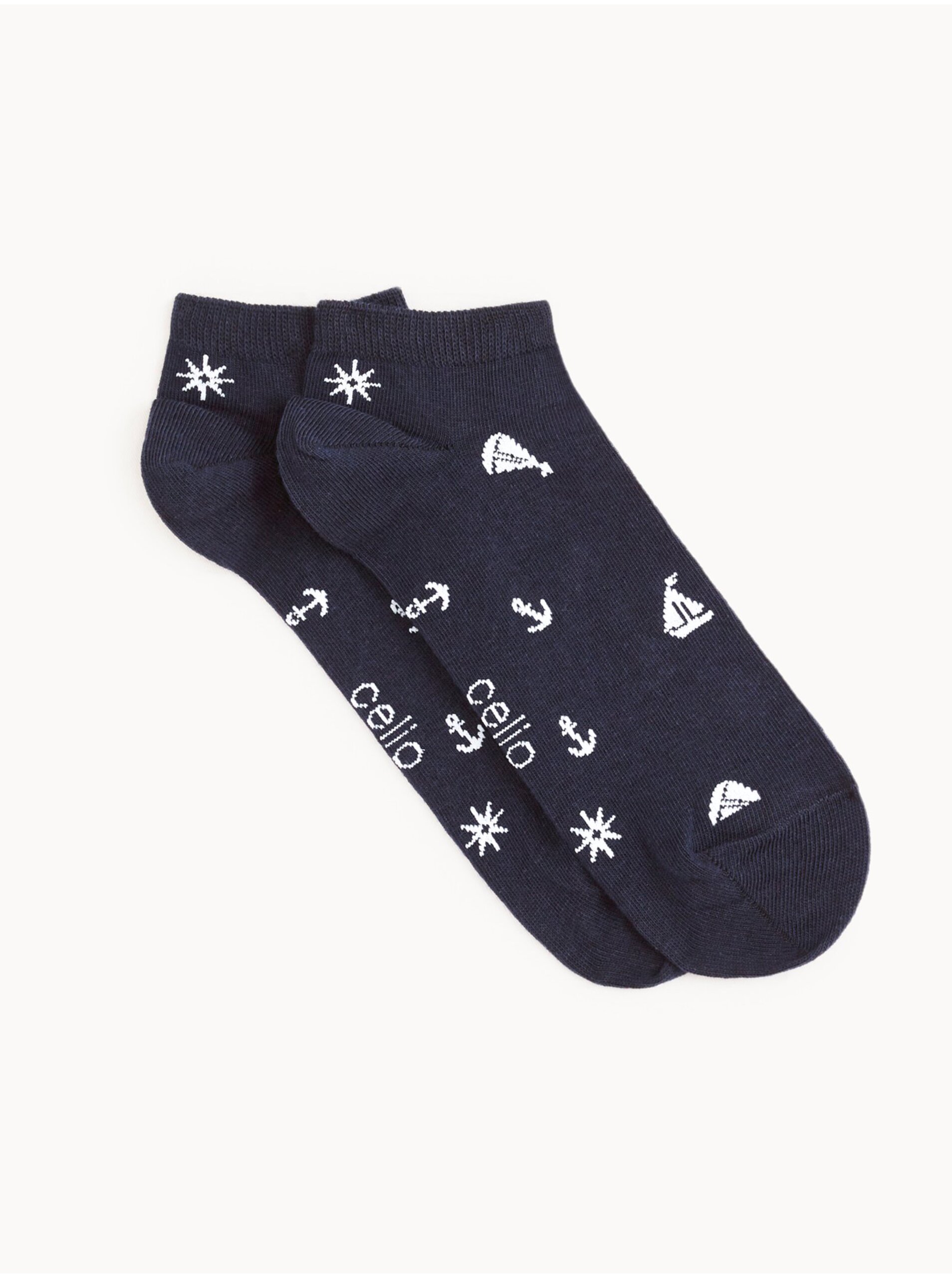 E-shop Tmavě modré pánské vzorované ponožky Celio Difunboat