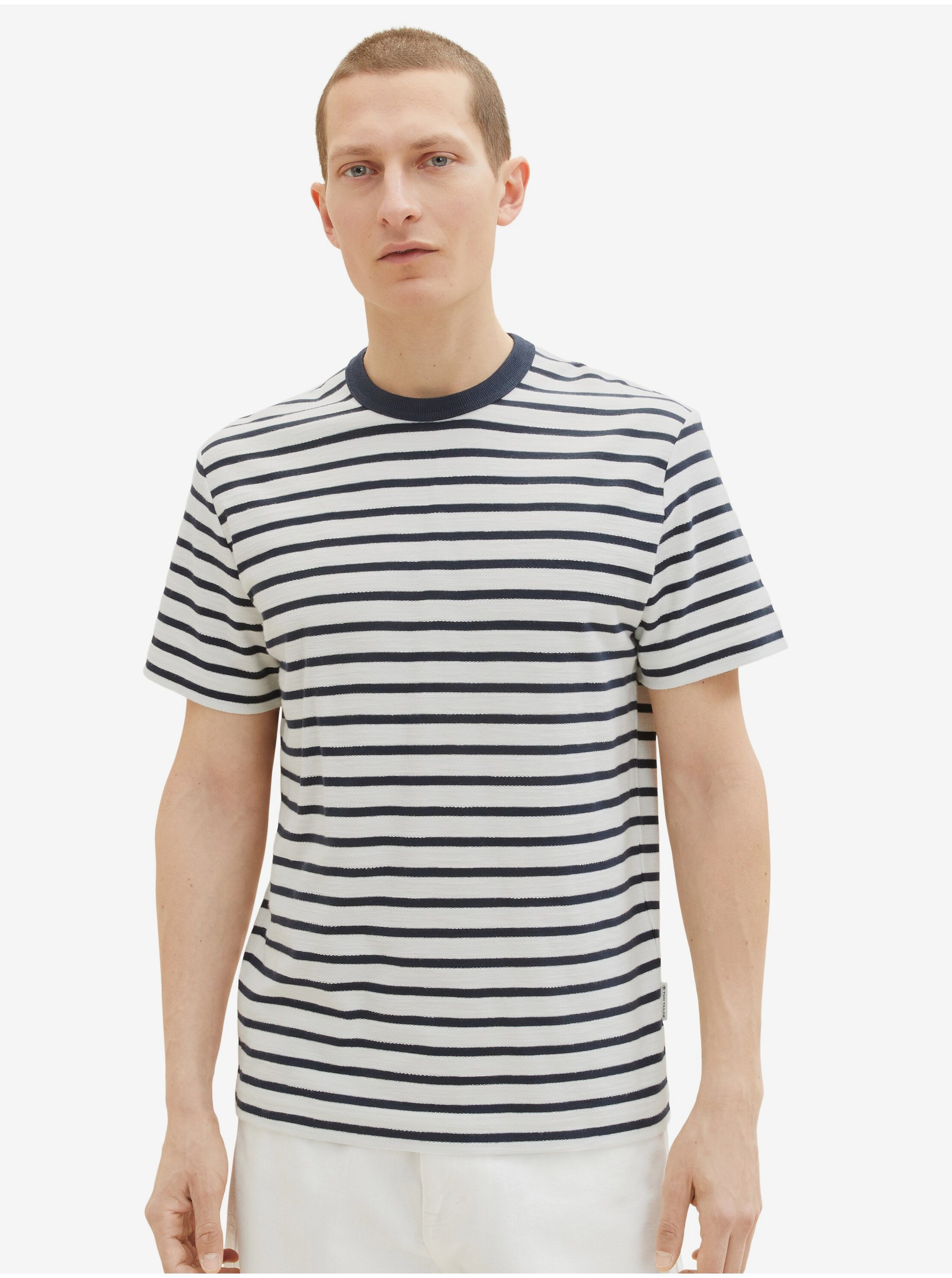 E-shop Modro-bílé pánské pruhované tričko Tom Tailor
