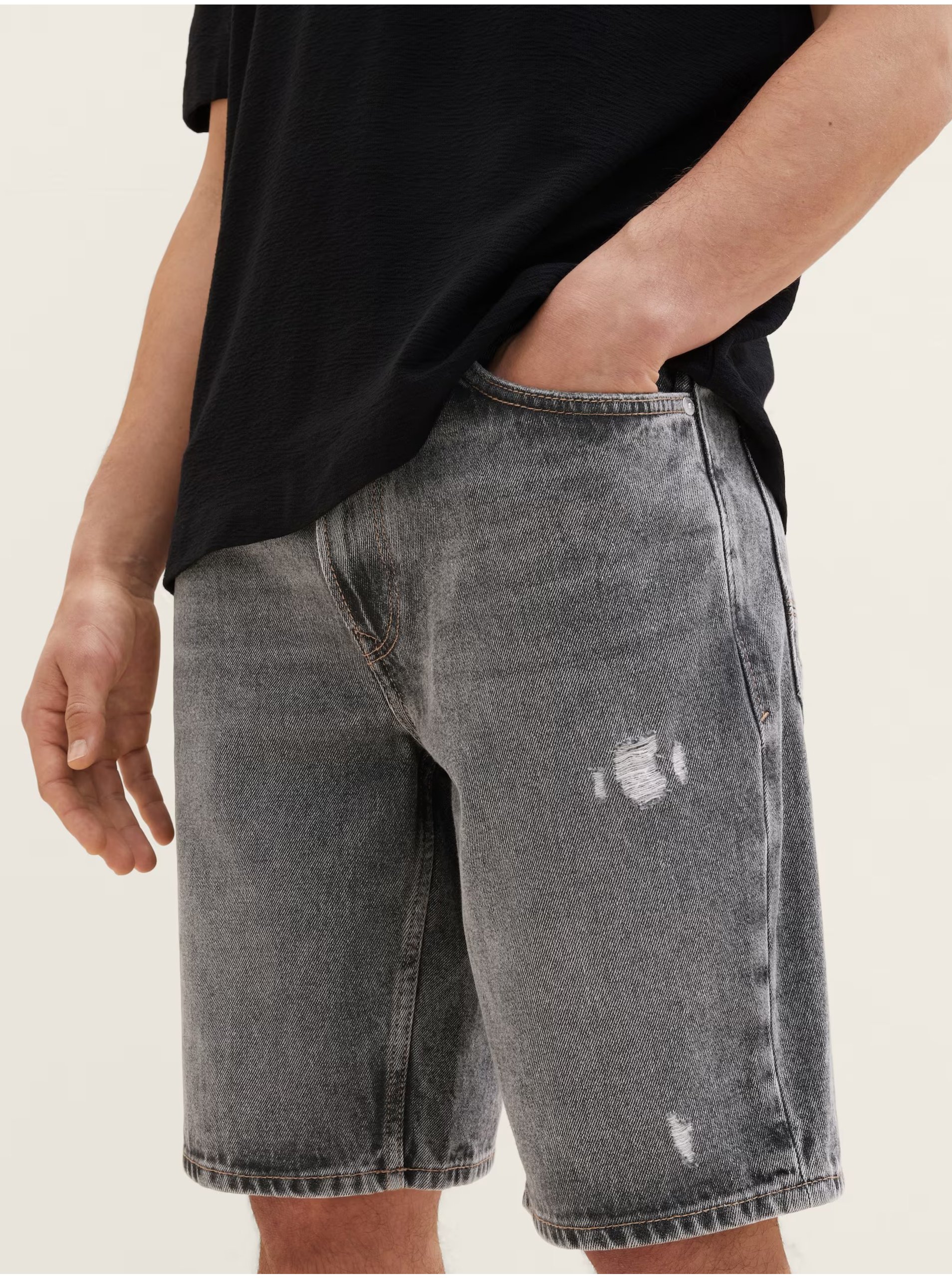 E-shop Šedé pánske džínsové kraťasy Tom Tailor Denim