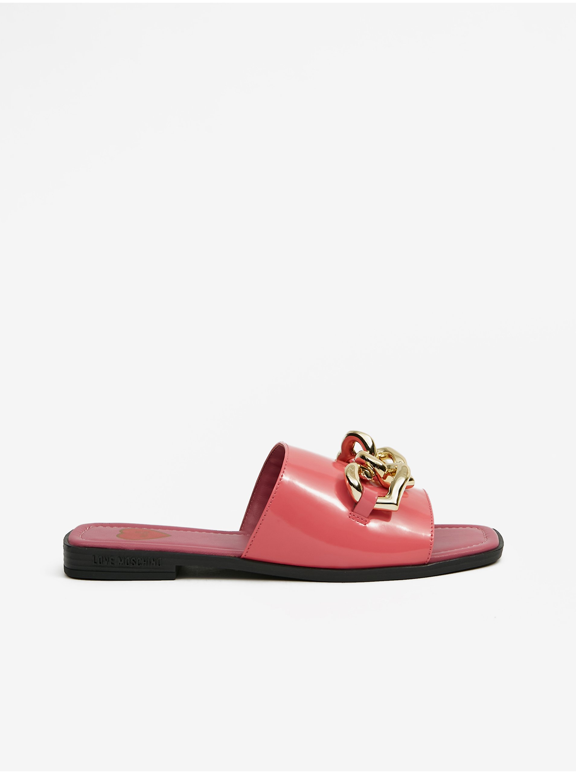 E-shop Růžové dámské kožené pantofle Love Moschino