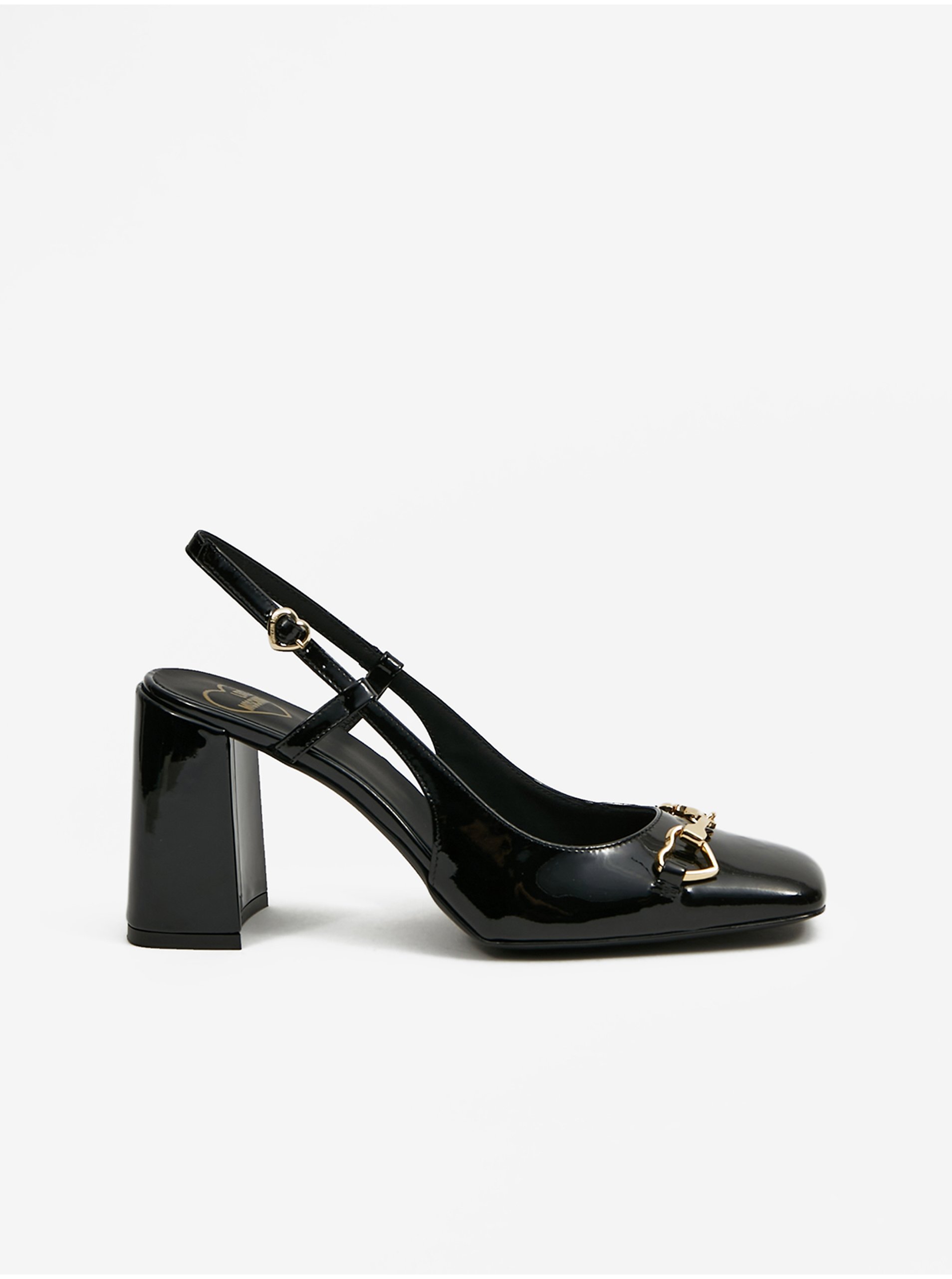 Lacno Čierne dámske kožené sandále na podpätku Love Moschino