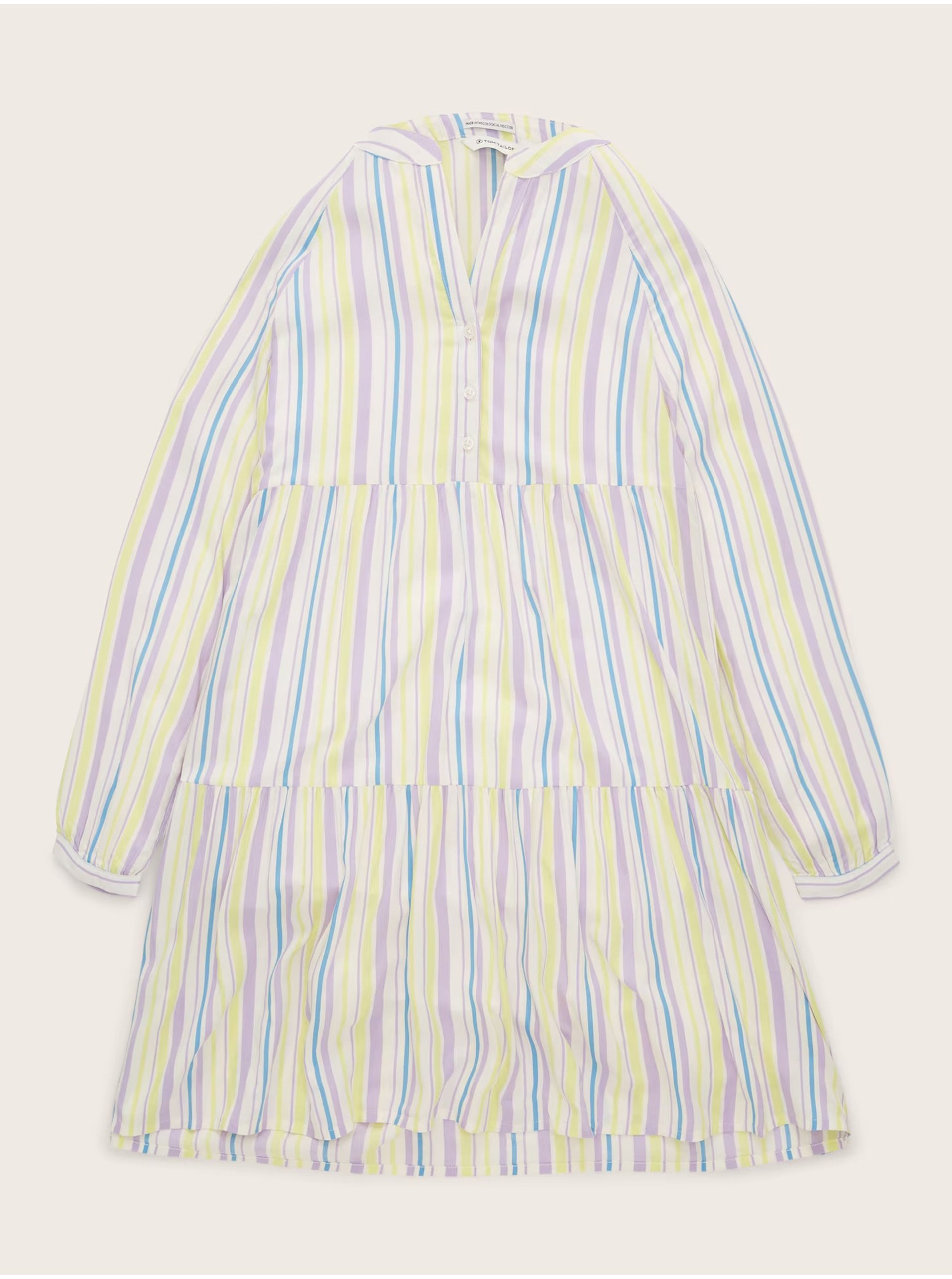 E-shop Fialovo-biele dievčenskú pruhované šaty Tom Tailor