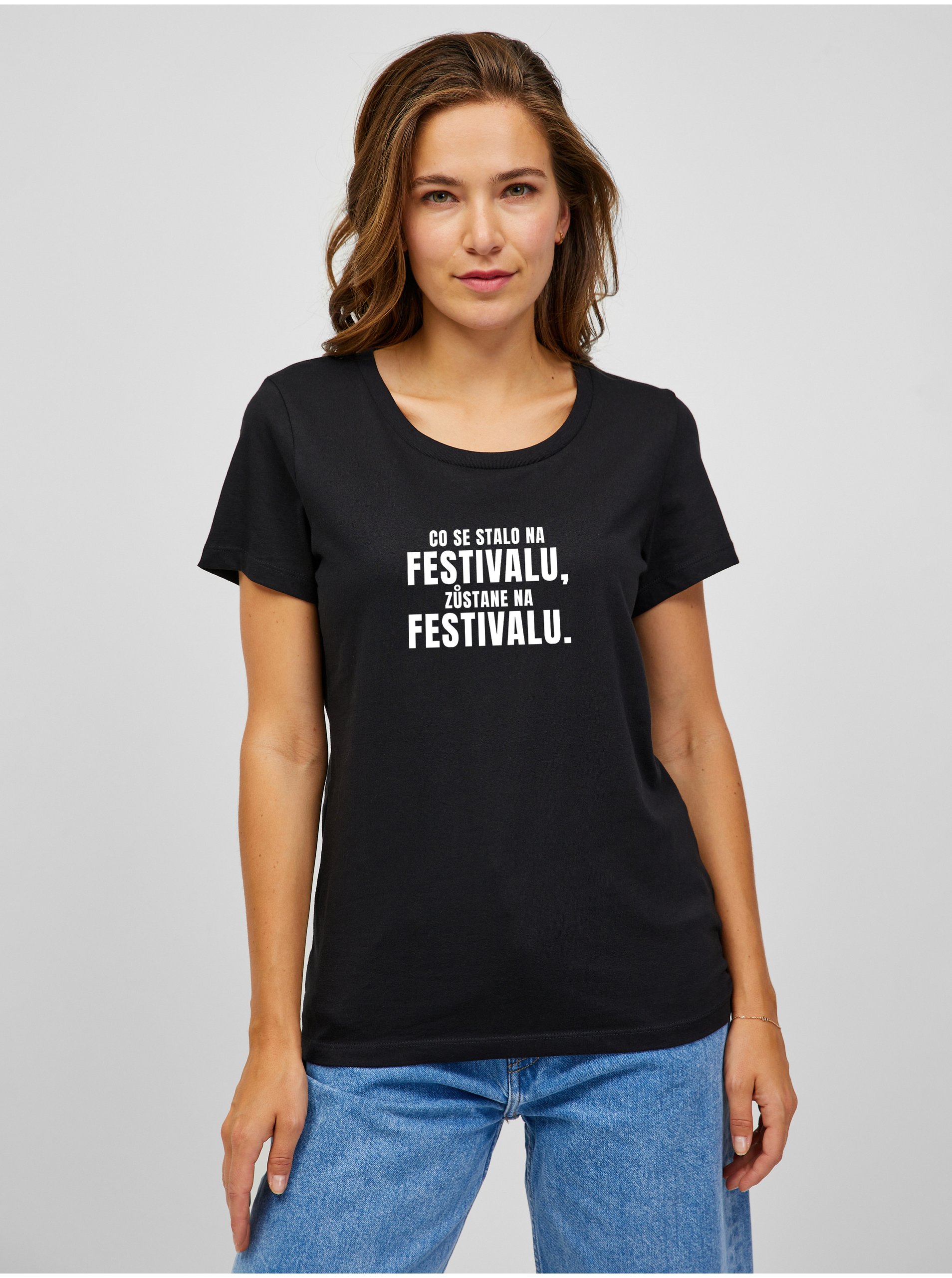 E-shop Černé dámské tričko ZOOT.Original Co se stane na festivalu, zůstane na festivalu