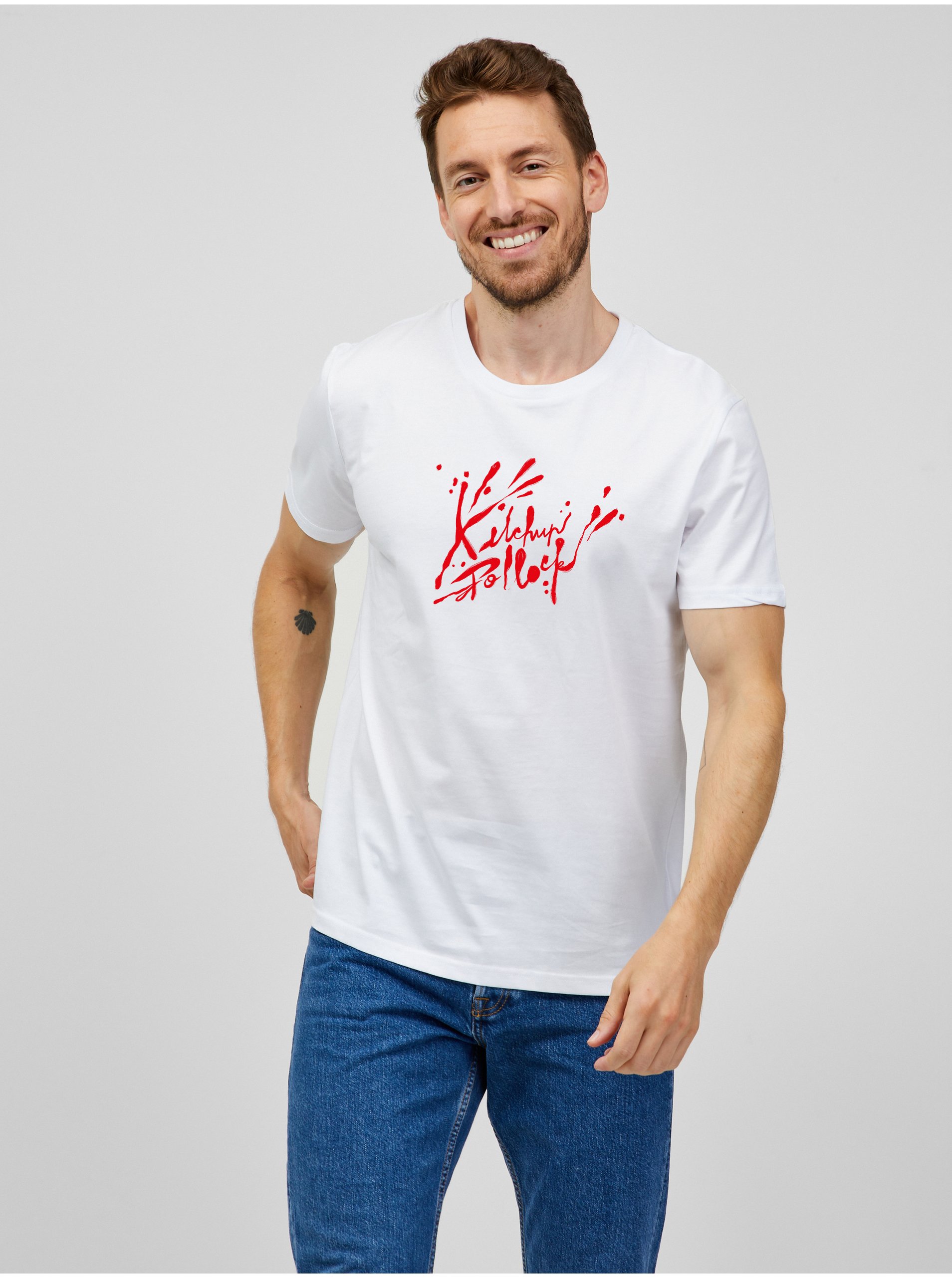 Levně Bílé pánské tričko ZOOT.Original Ketchup art