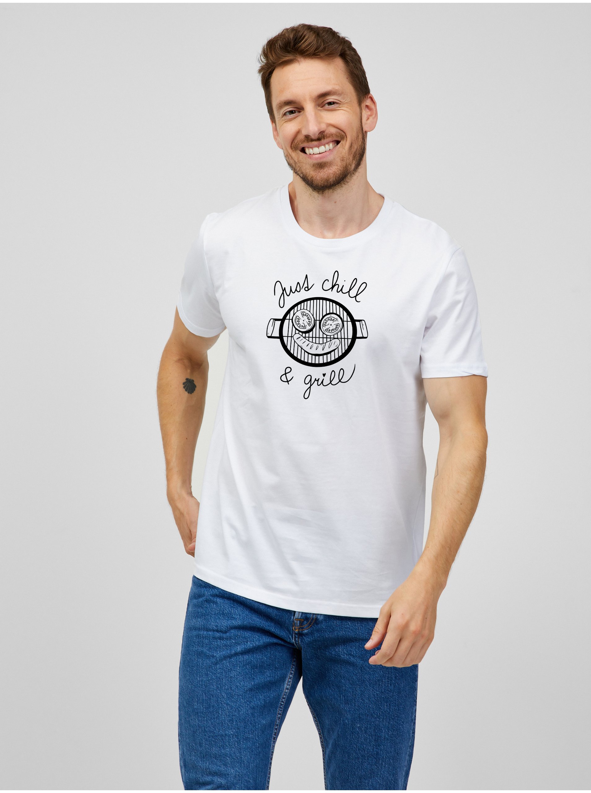 E-shop Bílé pánské tričko ZOOT.Original Just chill & grill