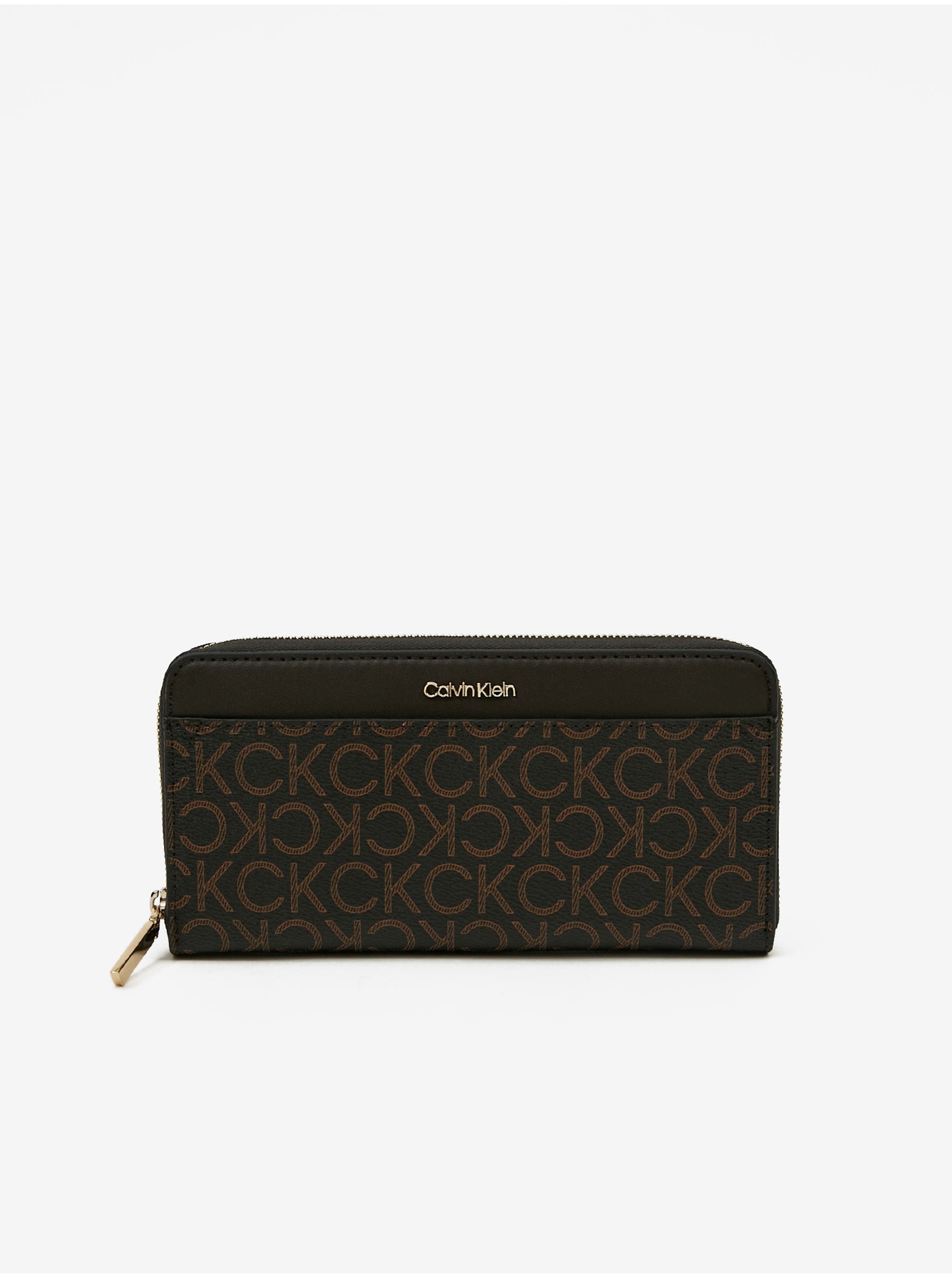 Lacno Hnedá dámska vzorovaná peňaženka Calvin Klein