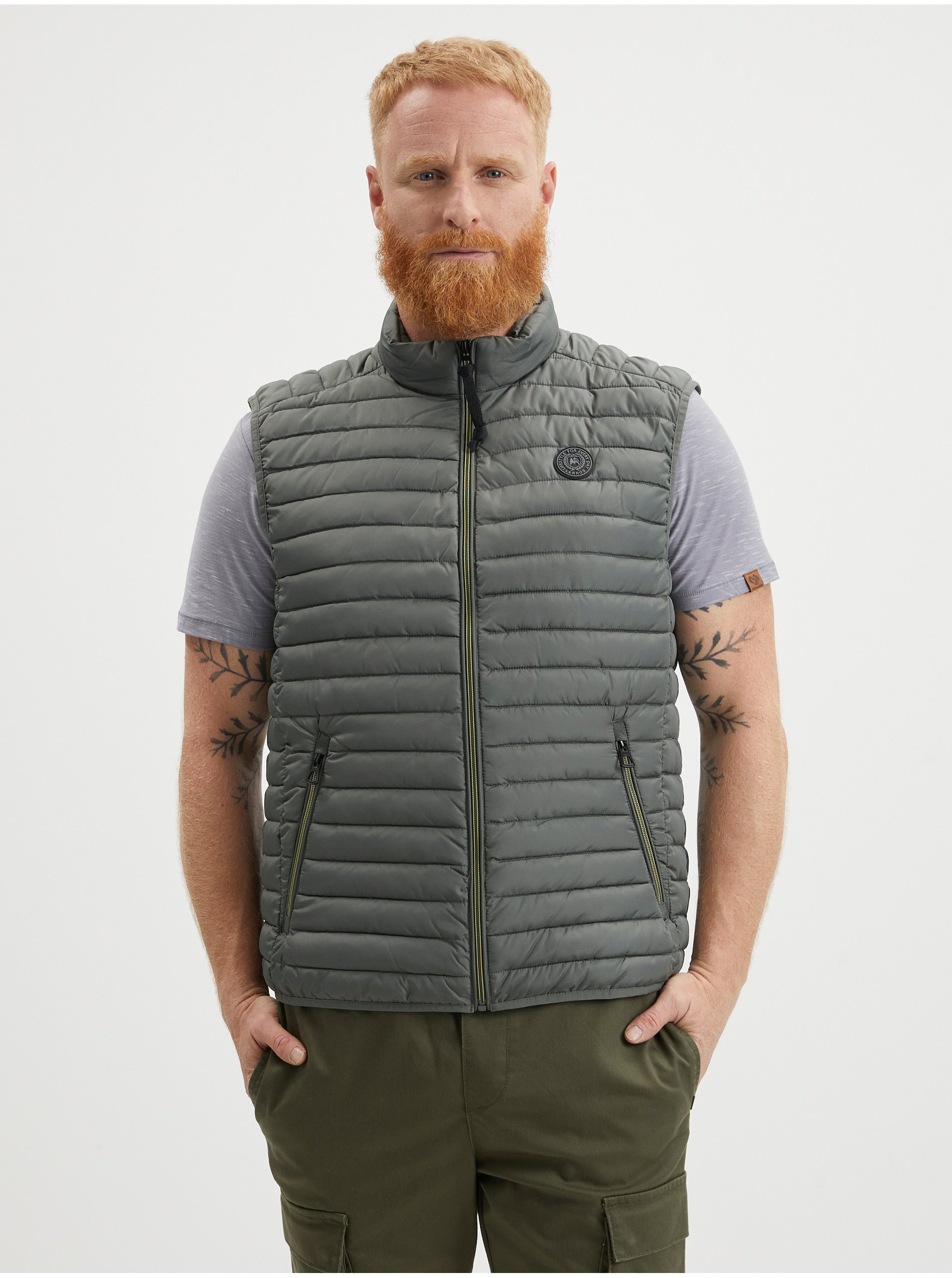 E-shop Khaki pánská prošívaná vesta LERROS