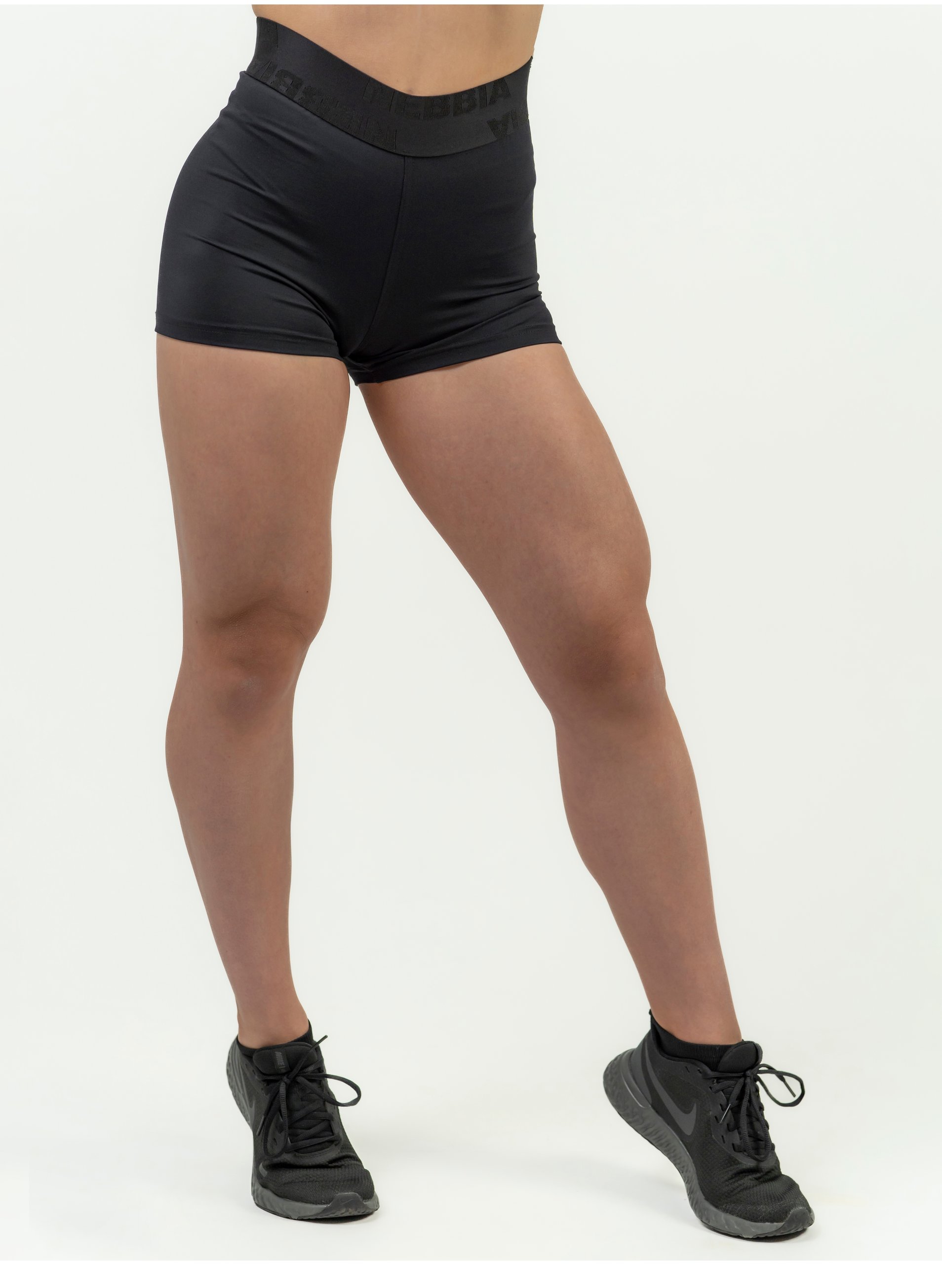 Lacno Čierne dámske športové kompresné kraťasy NEBBIA Intense Leg Day