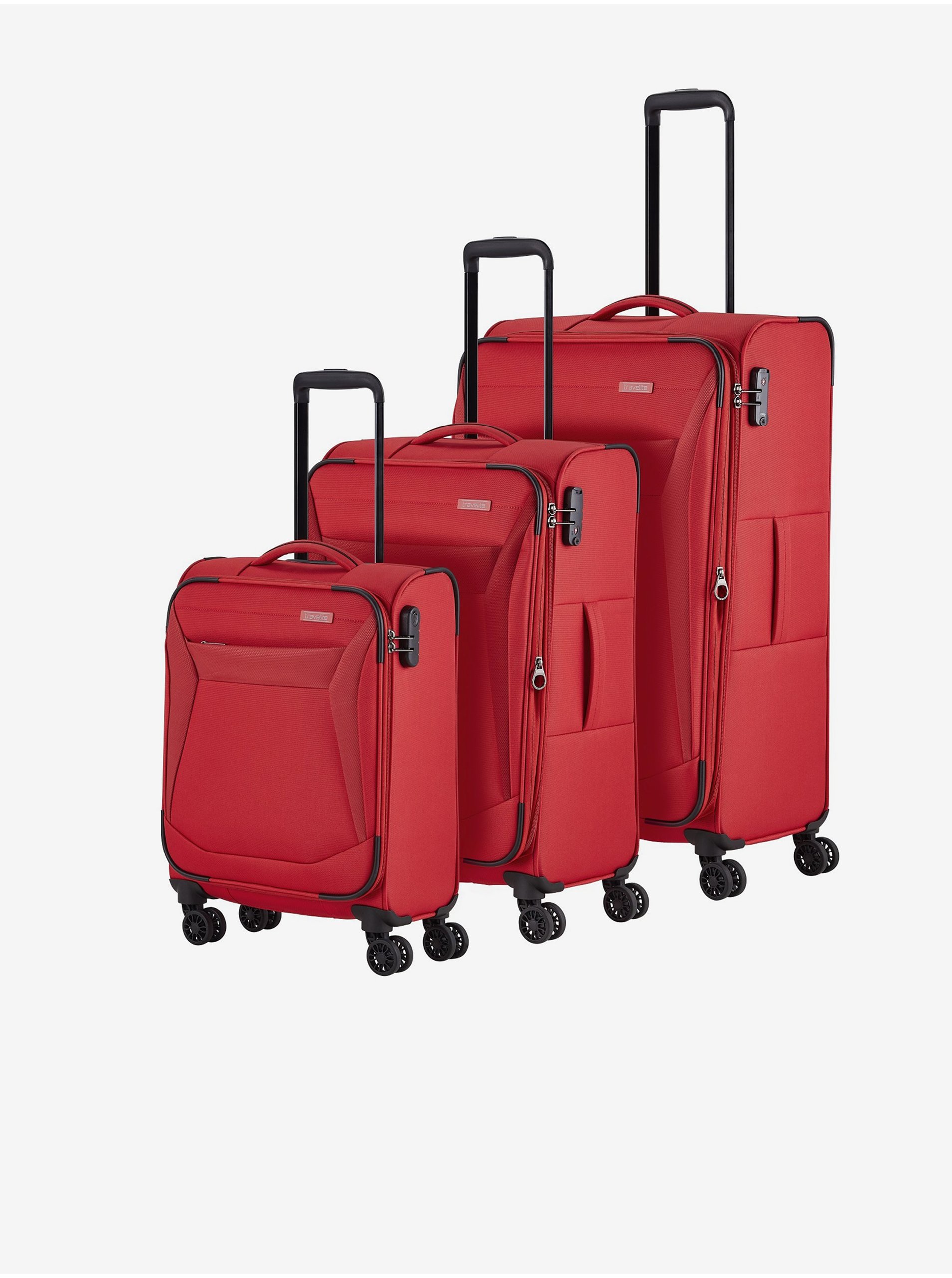 Levně Sada tří cestovních kufrů v červené barvě Travelite Chios S,M,L