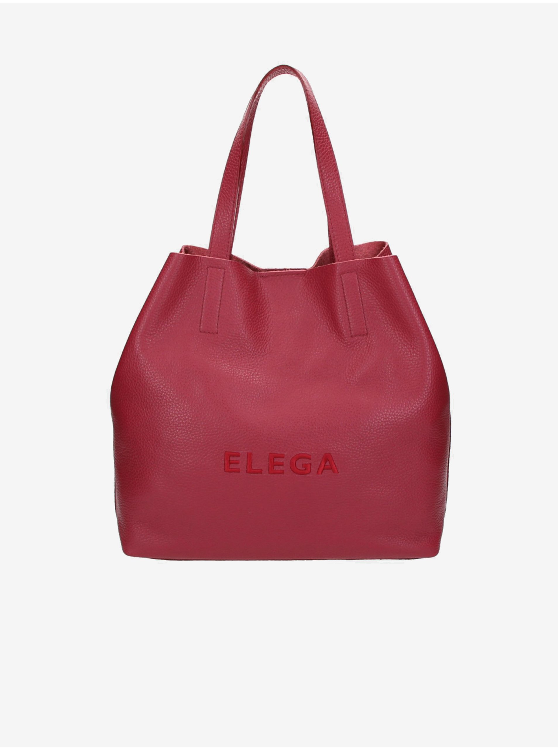 Levně Vínová dámská kožená kabelka ELEGA Fancy